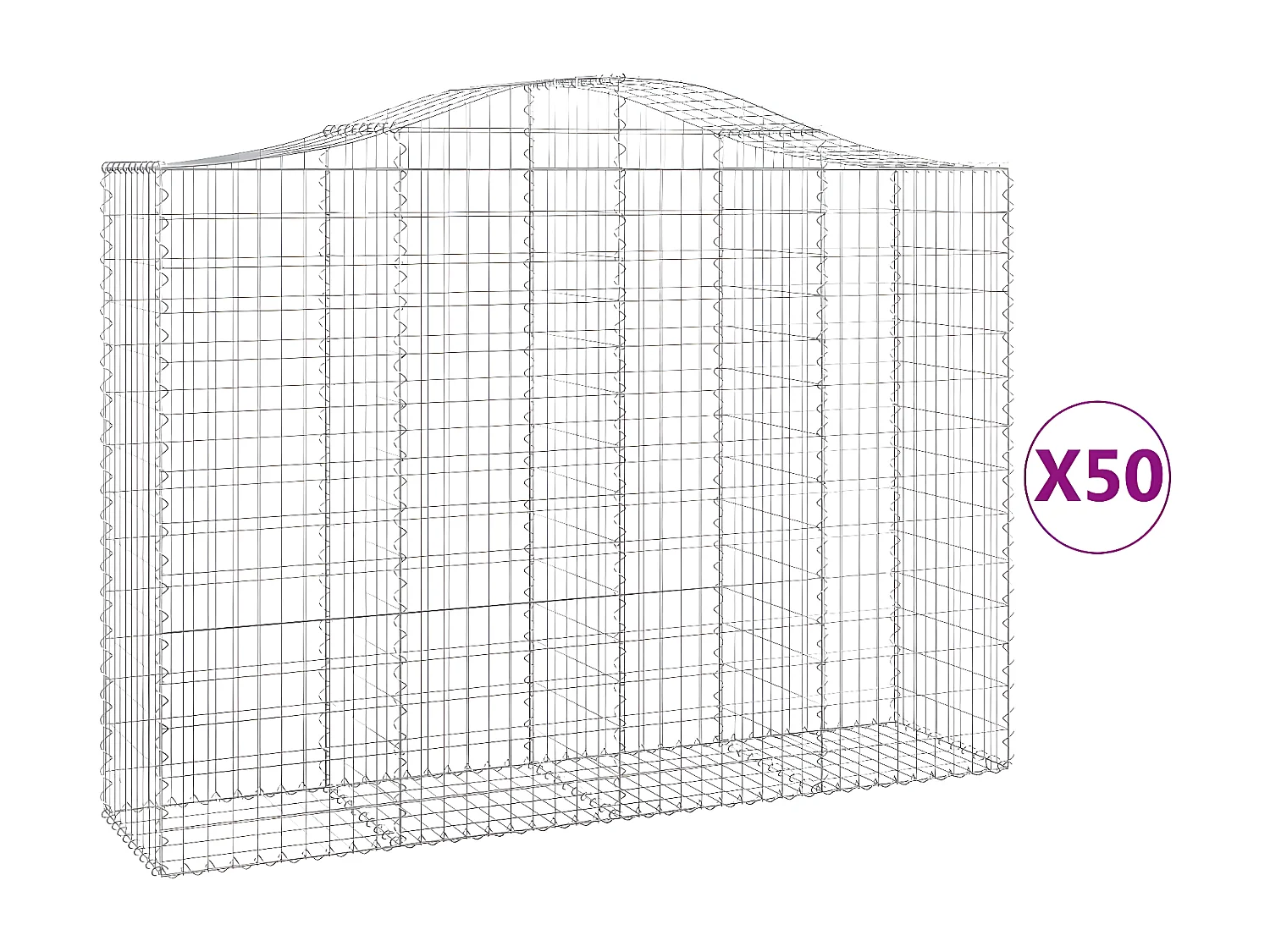 Cestas gaviones 50 unidades forma de arco hierro 200x50x140/160 cm