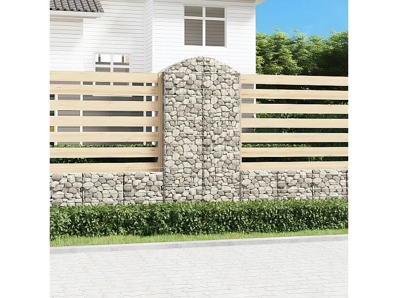 Panier de gabions arqué 100x50x200/220 cm Fer galvanisé