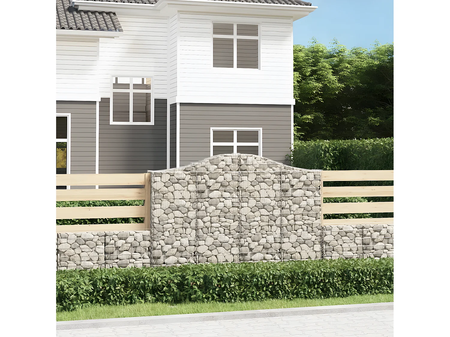 Schanskorven 9 st gewelfd 200x30x140/160 cm ijzer