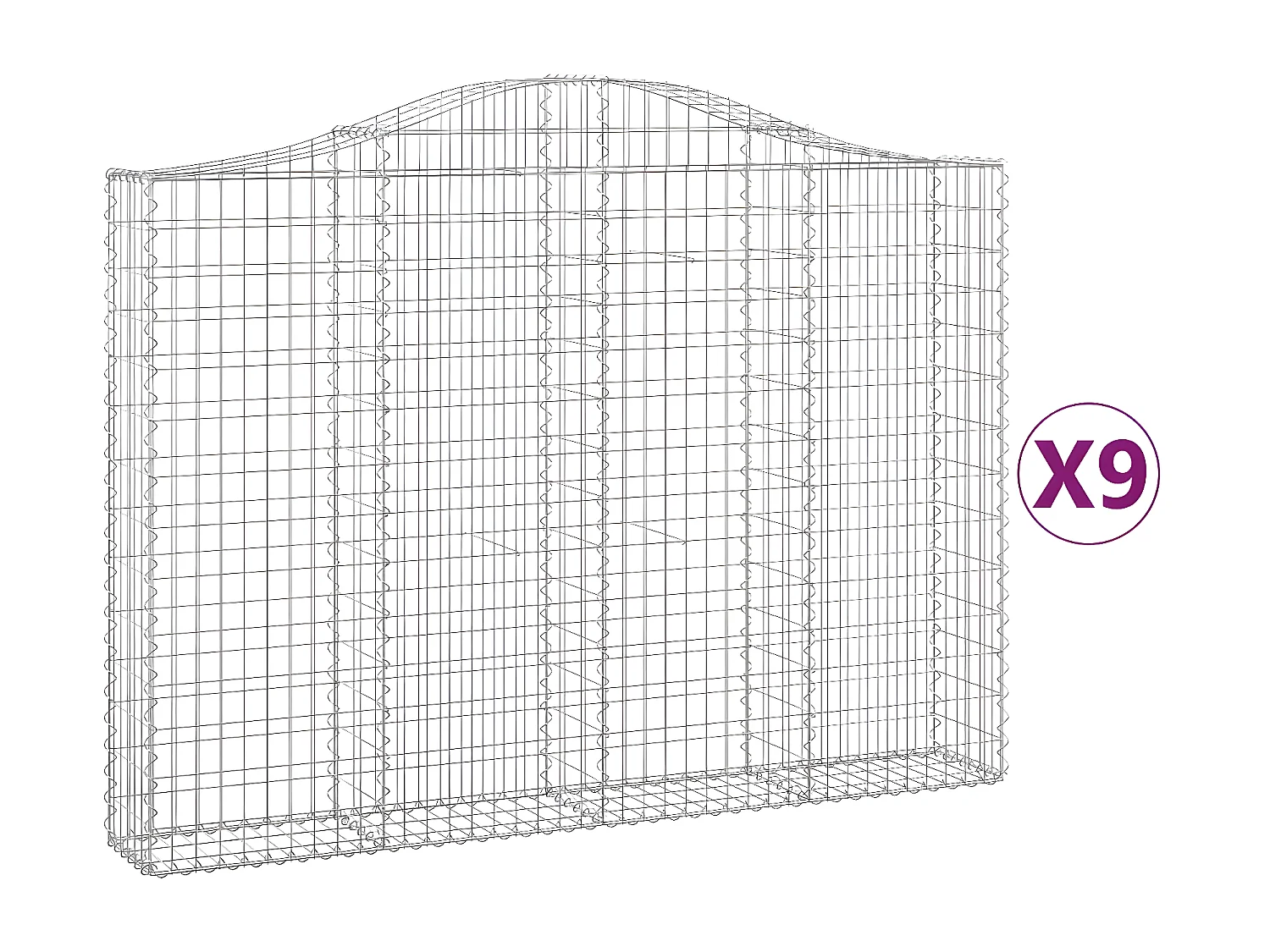 Schanskorven 9 st gewelfd 200x30x140/160 cm ijzer