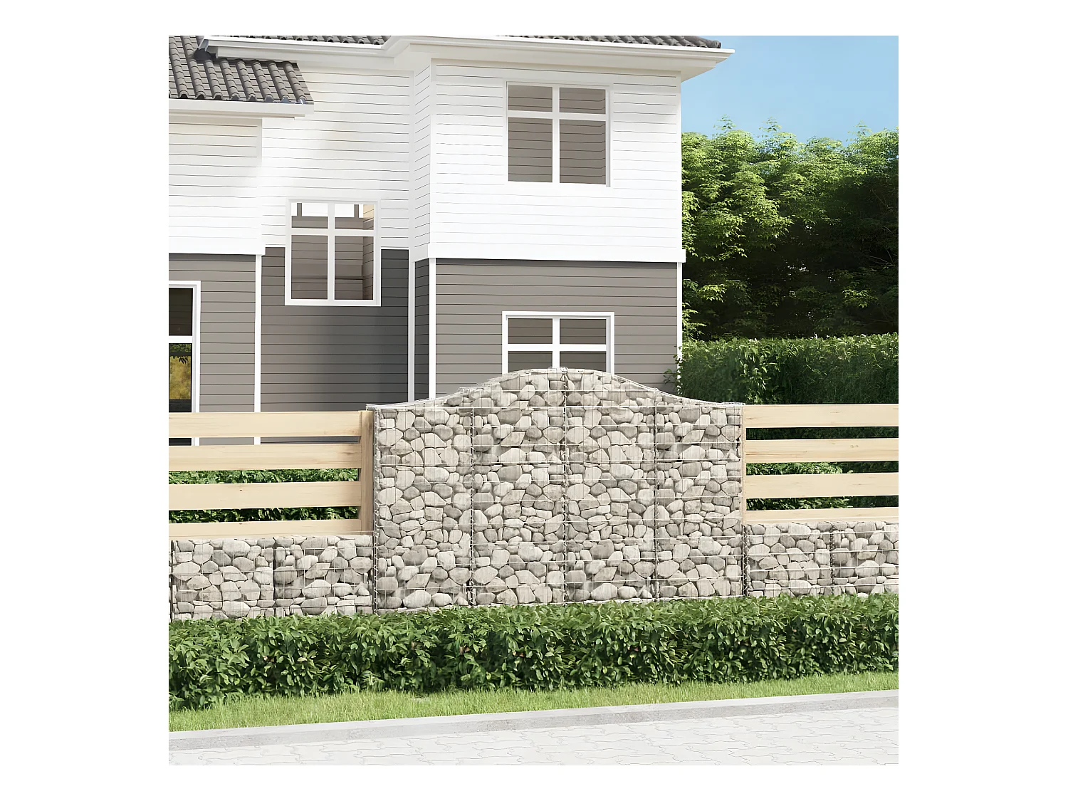 Paniers à gabions arqués 4 pièces 200x30x140/160 cm Fer galvanisé