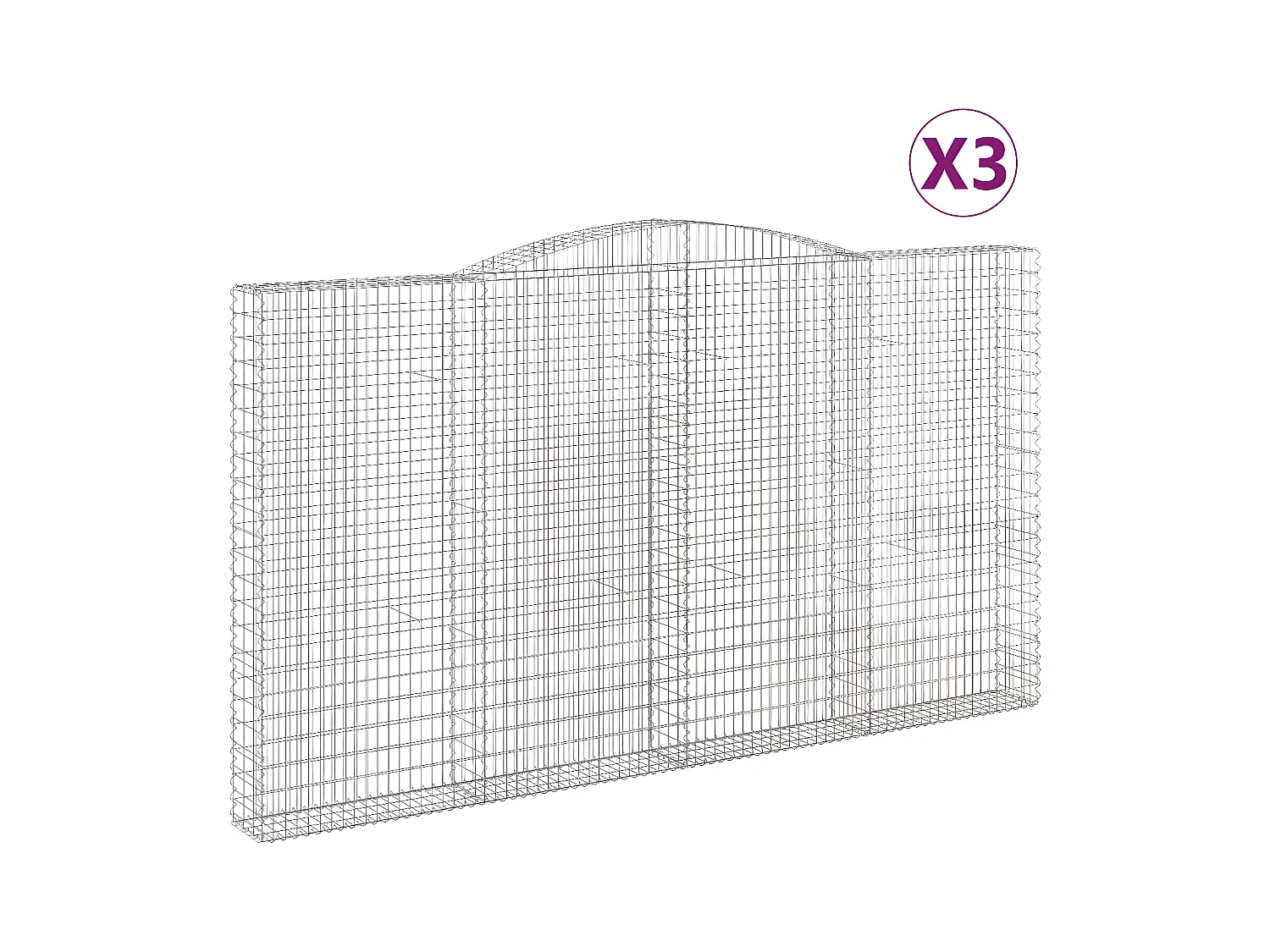 Cestas de gaviones 3 unidades forma de arco hierro 400x30x220/240 cm