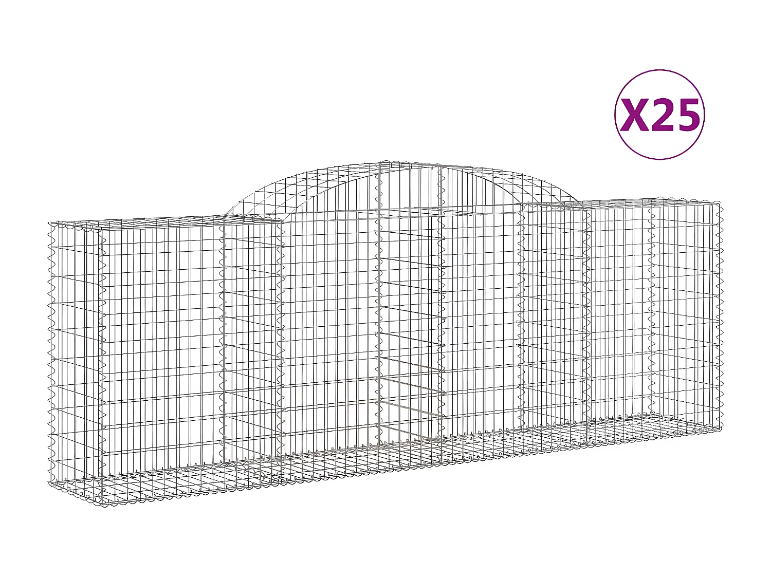 Cestos gabião arqueados 25 peças 300x50x100/120 ferro galvanizado