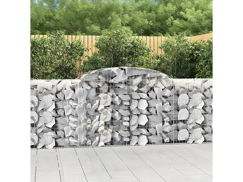Paniers à gabions arqués 25 pièces 300x50x100/120 cm fer galvanisé