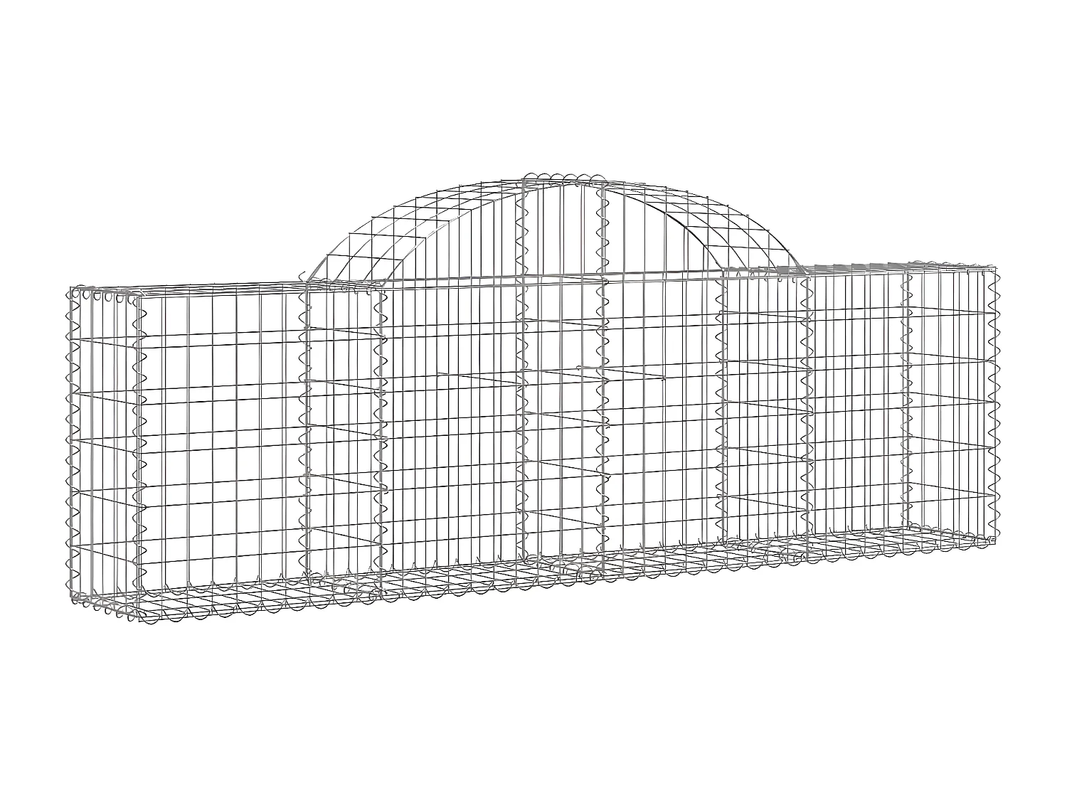 Cestos gabião arqueados 14peças 200x30x60/80 cm ferro galvanizado