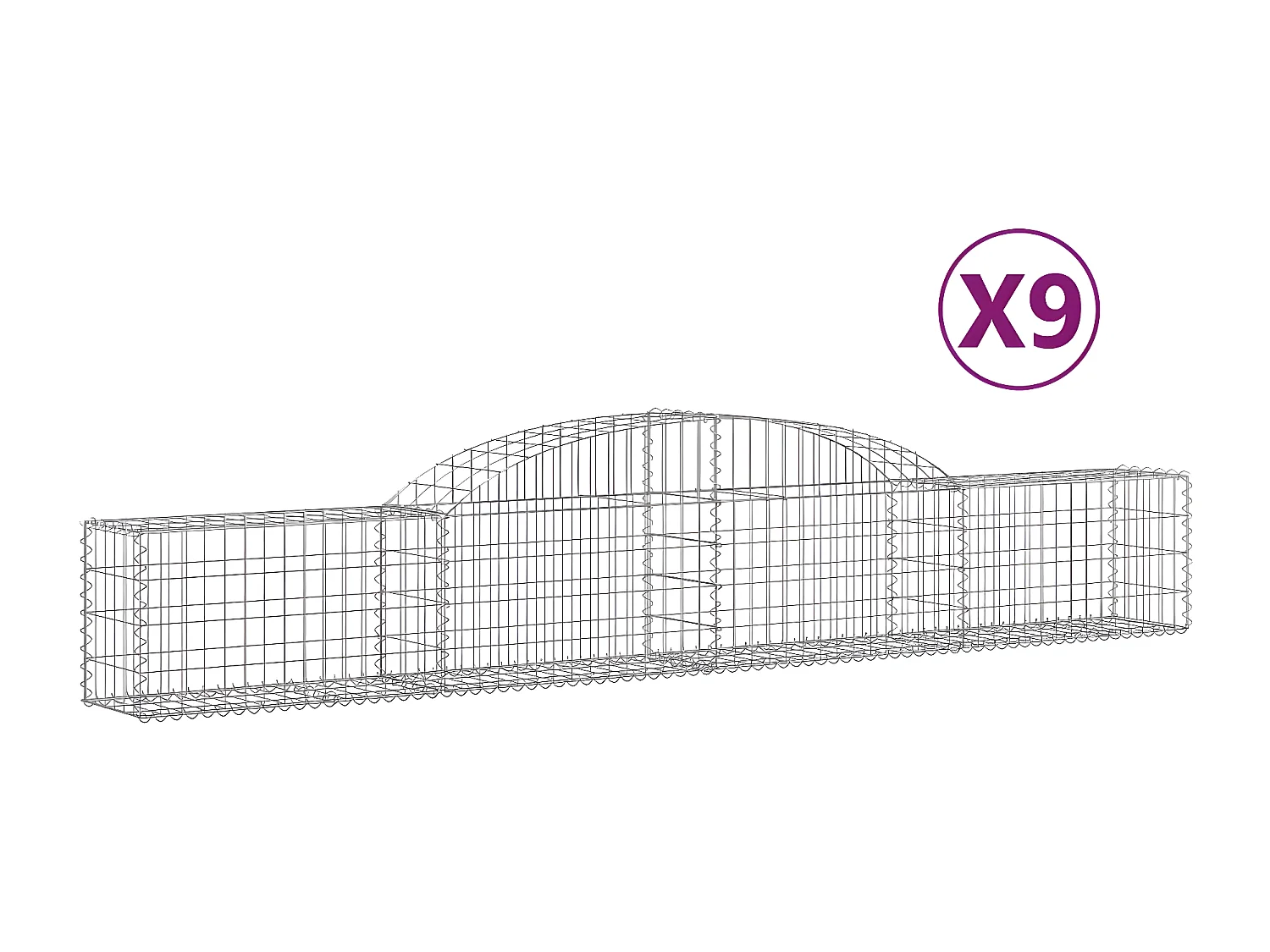 Paniers à gabions arqués 9 pièces 300x30x40/60 cm fer galvanisé