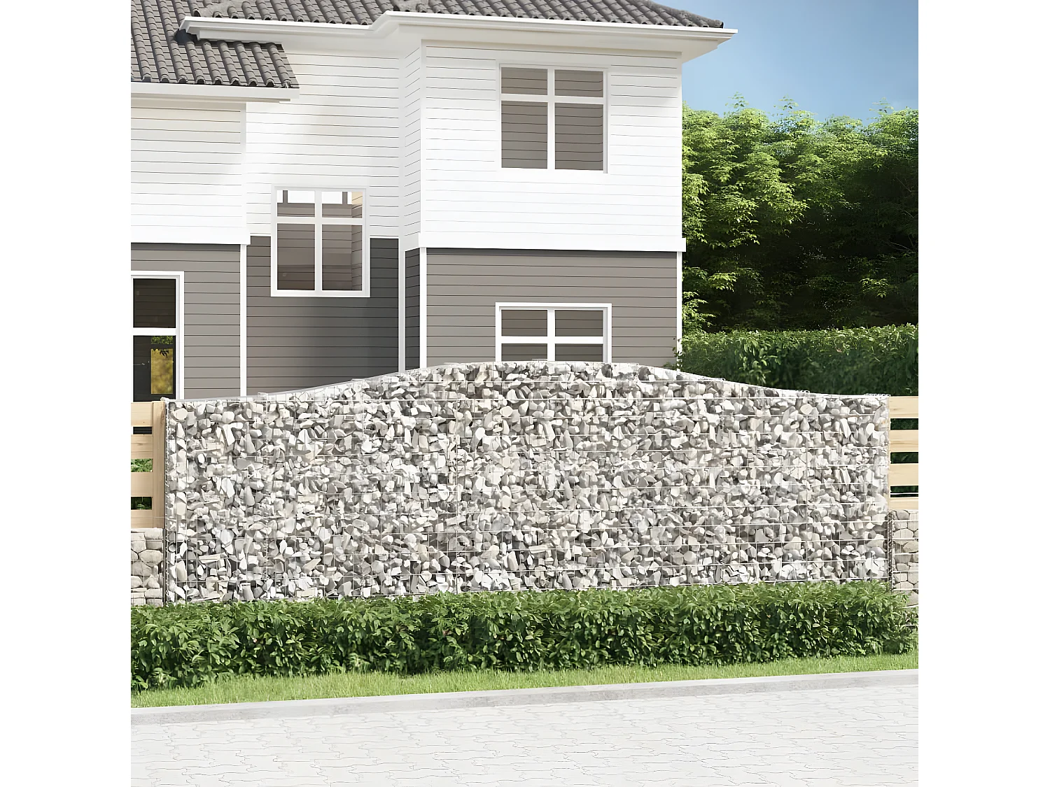 Paniers à gabions arqués 20 pièces 400x30x140/160 cm Fer galvanisé