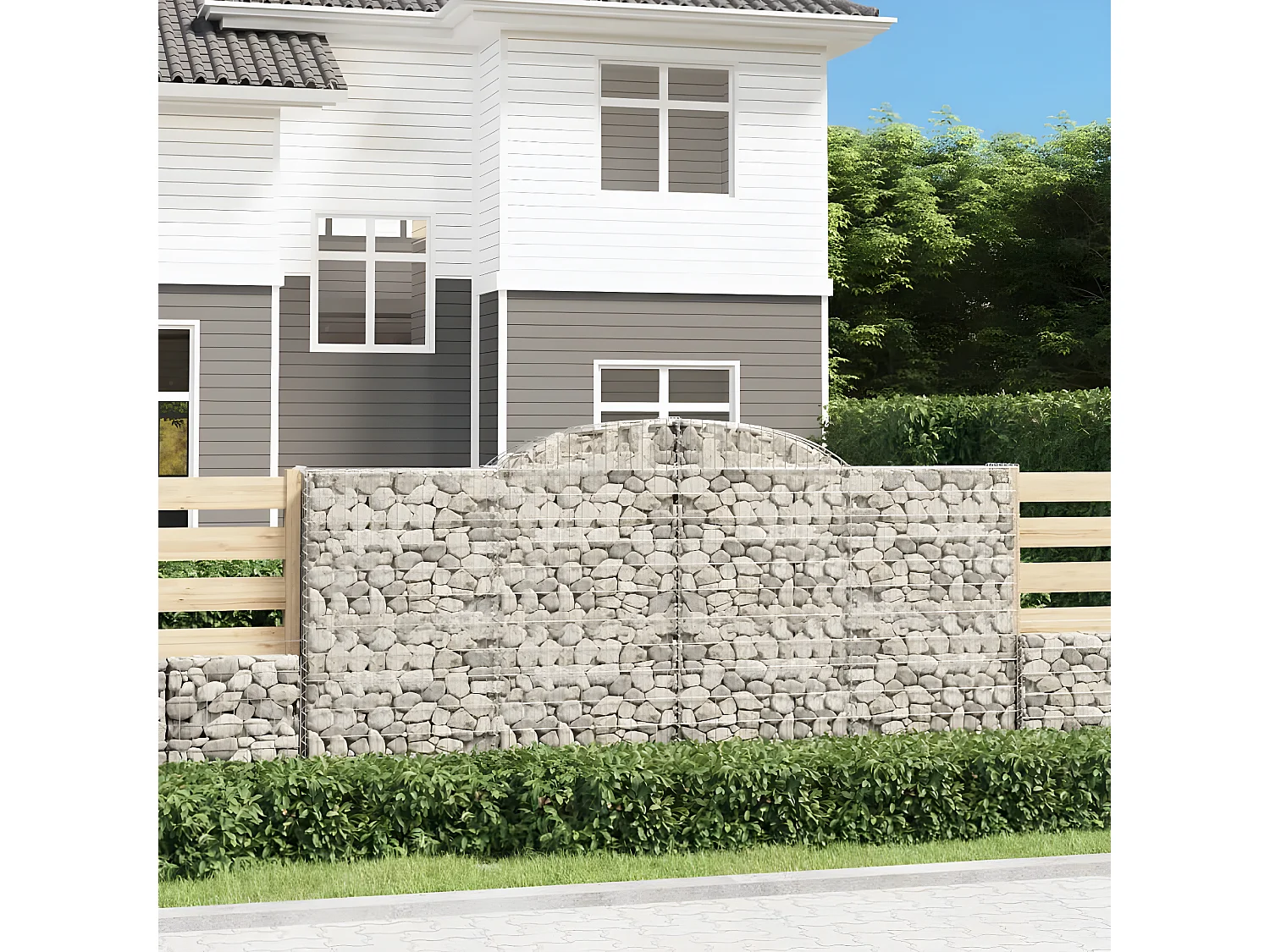 Paniers à gabions arqués 5 pièces 300x30x140/160 cm fer galvanisé