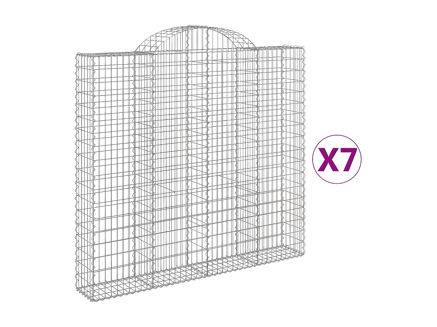 Cestos gabião arqueados 7peças 200x30x180/200cm ferro galvanizado