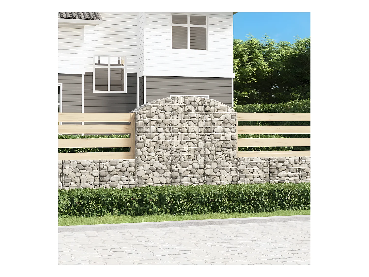 Panier de gabions arqué 150x50x140/160 cm Fer galvanisé