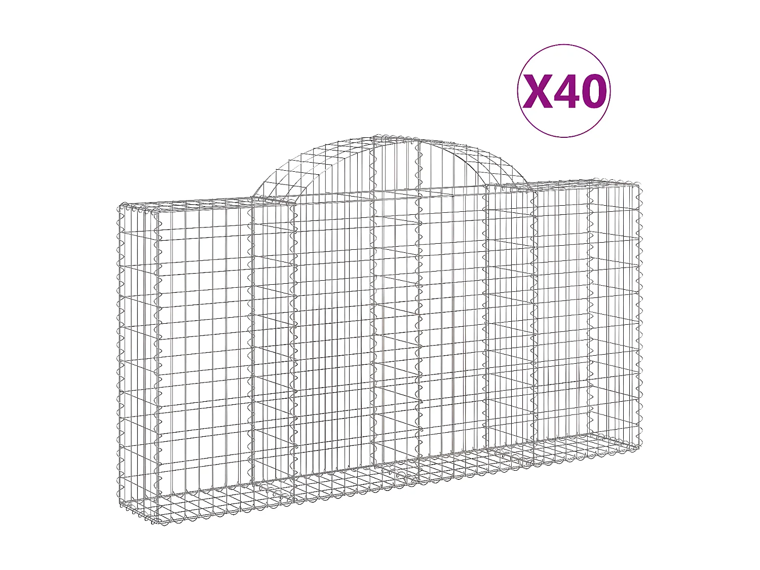 Cestos gabião arqueados 40 peças 200x30x100/120 ferro galvanizado