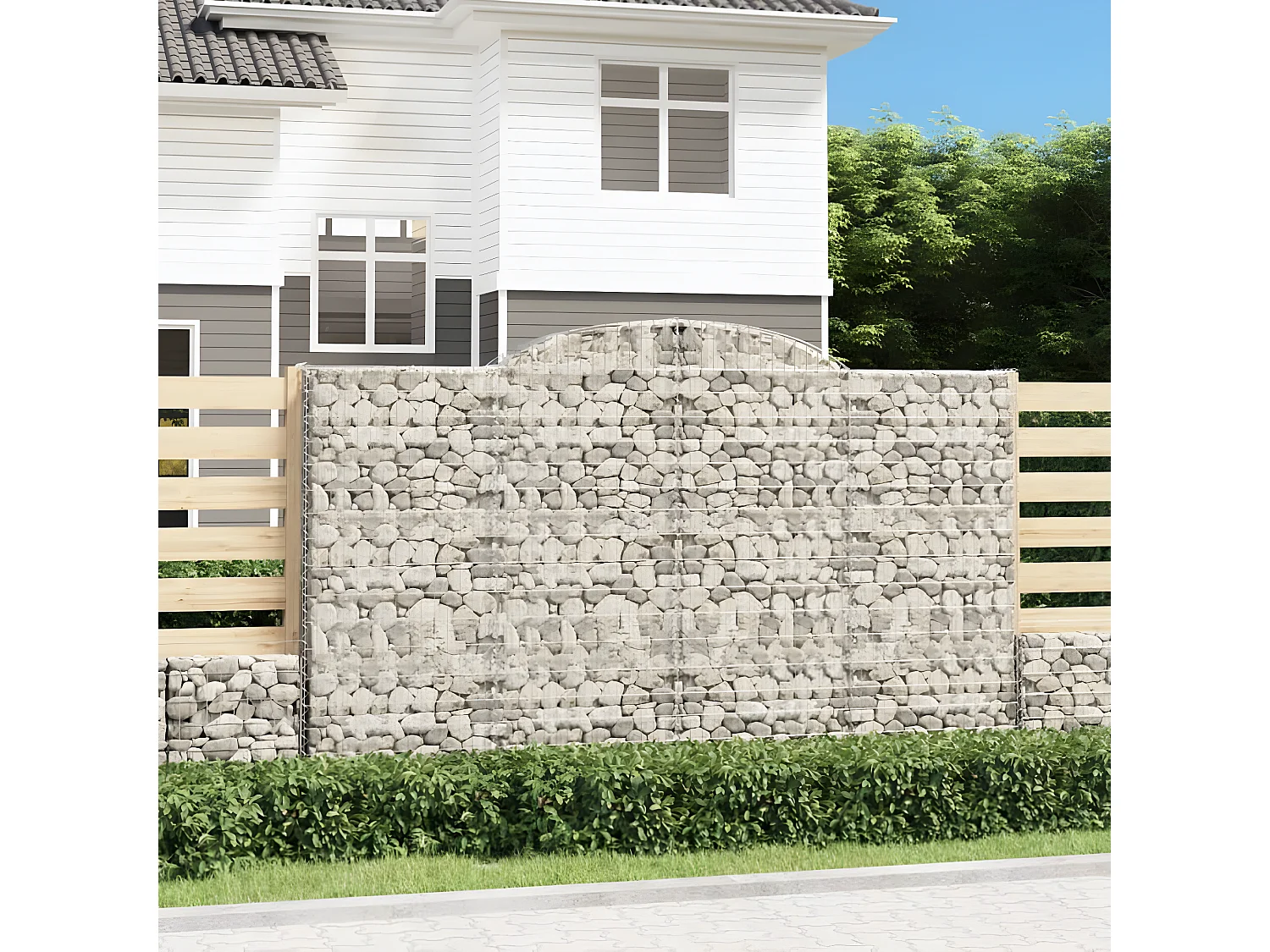 Paniers à gabions arqués 6 pièces 300x30x180/200 cm fer galvanisé