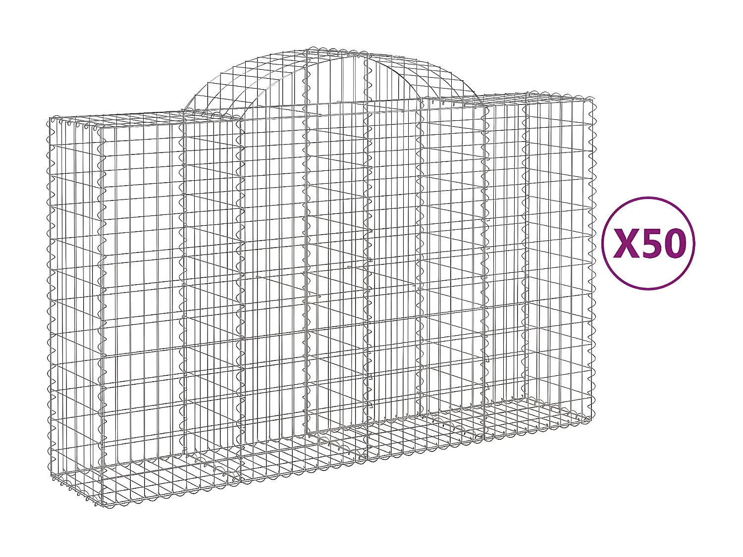 Paniers à gabions arqués 50 pièces 200x50x120/140 cm Fer galvanisé