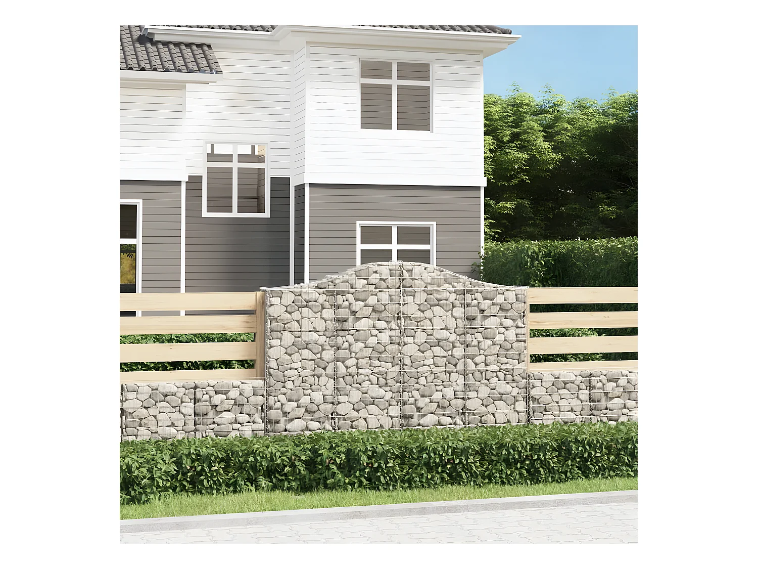 Schanskorven 6 st gewelfd 200x30x140/160 cm ijzer