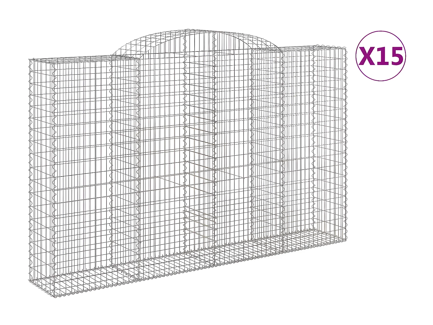 Paniers à gabions arqués 15 pièces 300x50x180/200 cm fer galvanisé