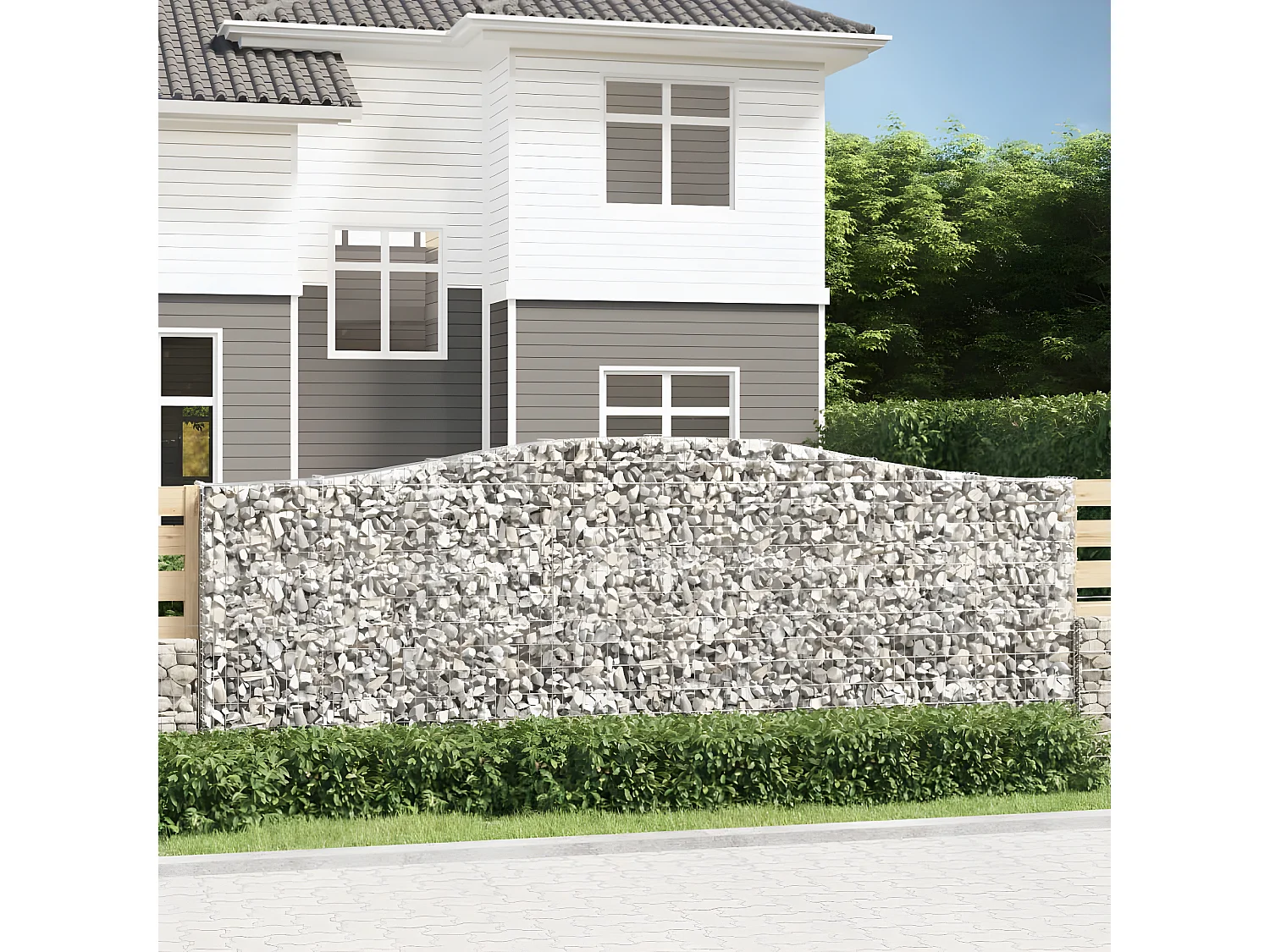 Paniers à gabions arqués 15 pièces 400x30x140/160 cm Fer galvanisé