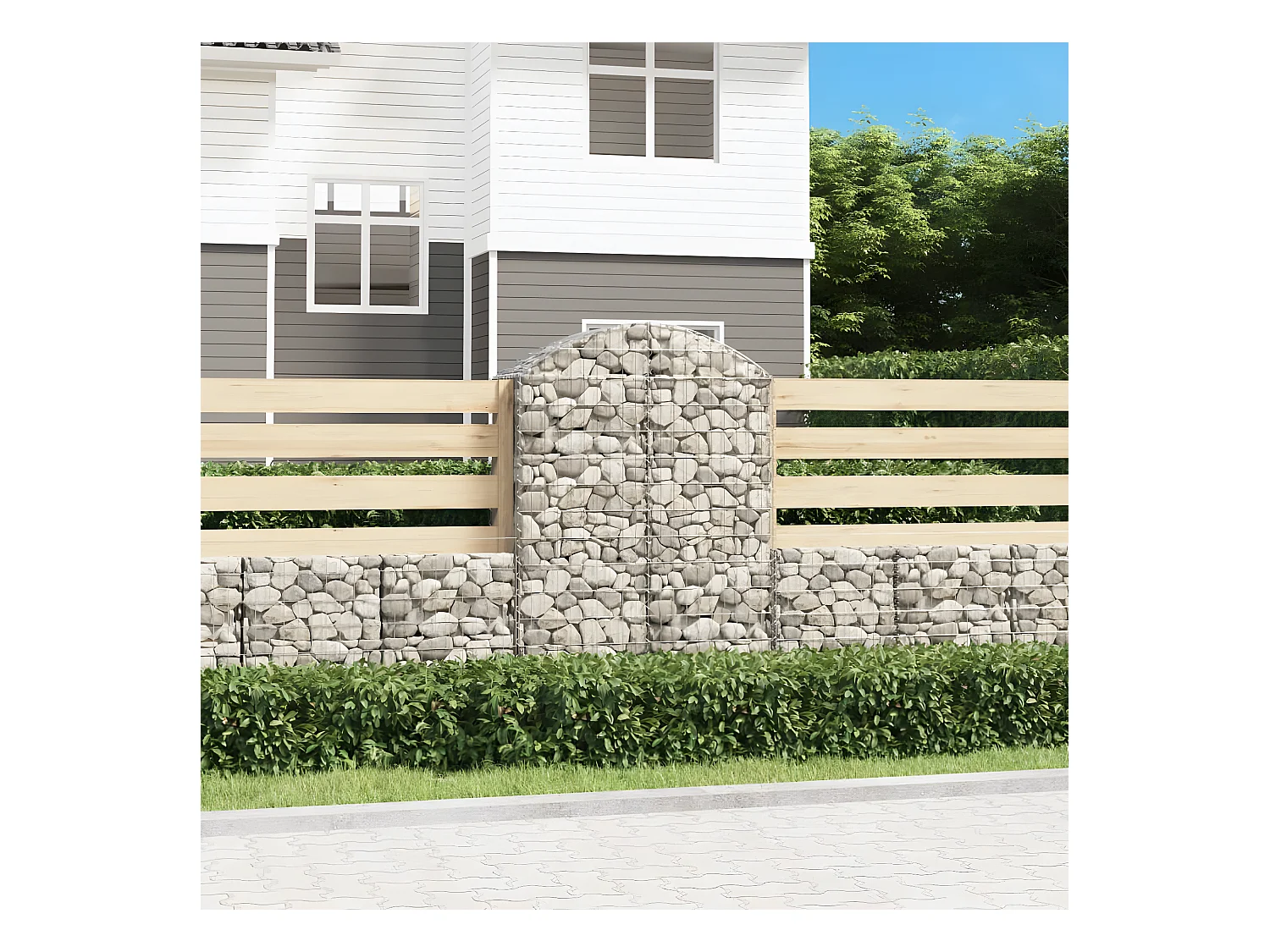 Panier de gabions arqué 100x50x140/160 cm Fer galvanisé