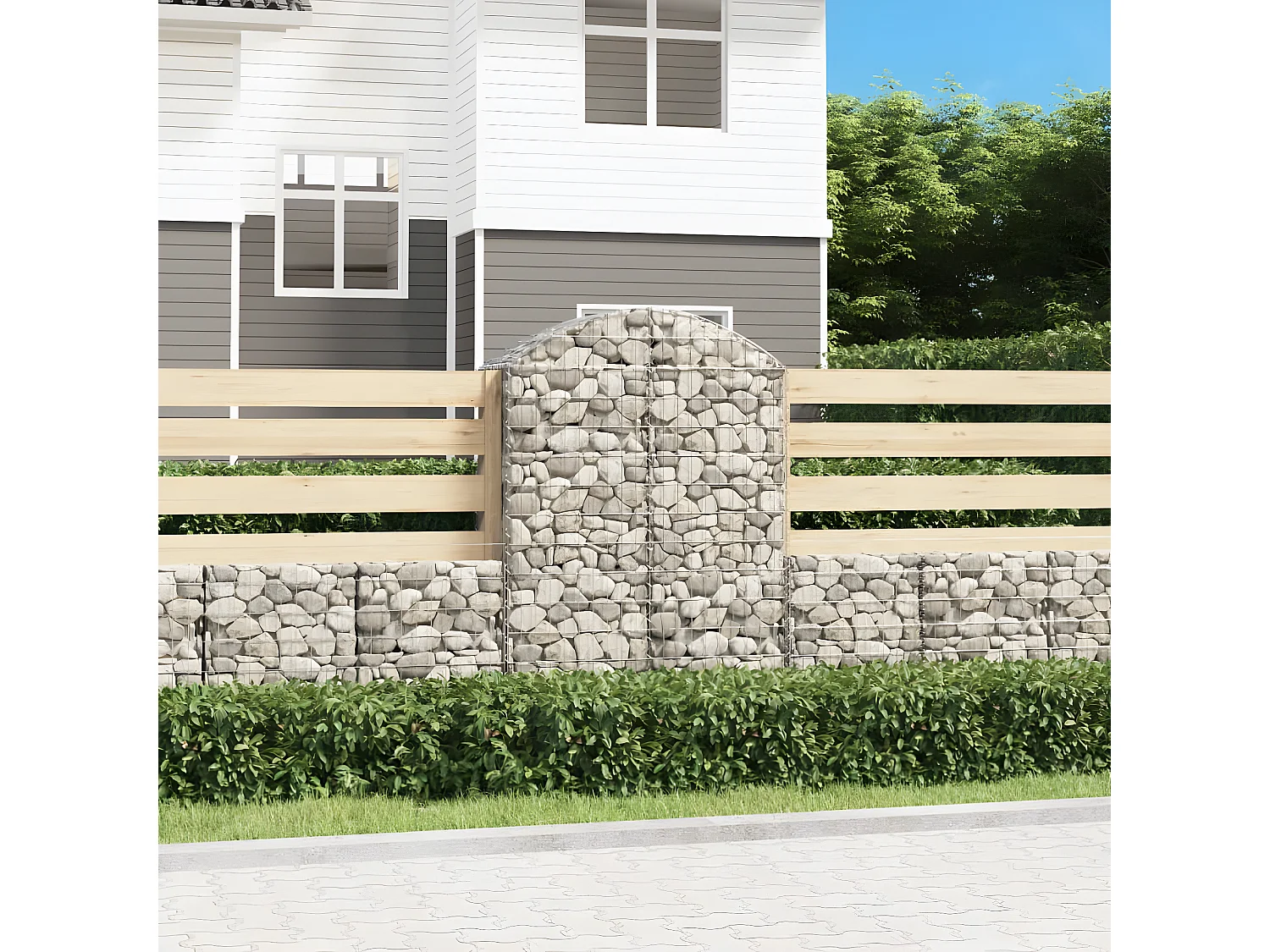 Panier de gabions arqué 100x50x140/160 cm Fer galvanisé