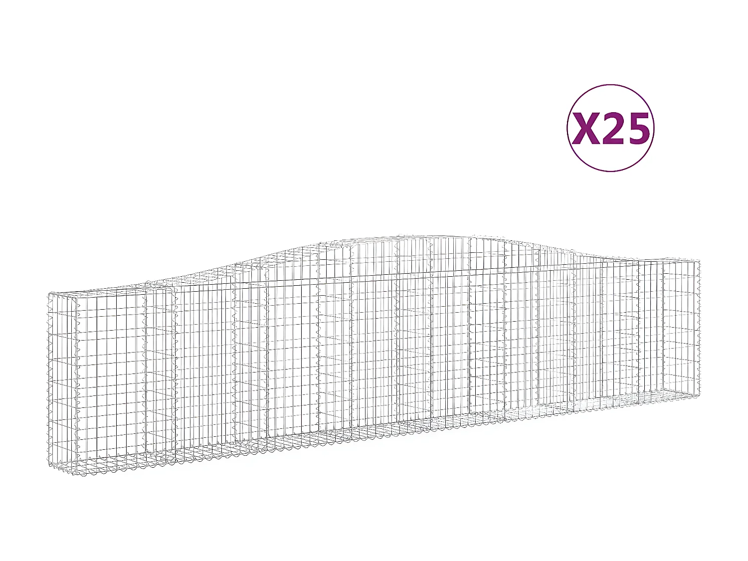 Paniers à gabions arqués 25 pièces 400x30x80/100 cm Fer galvanisé