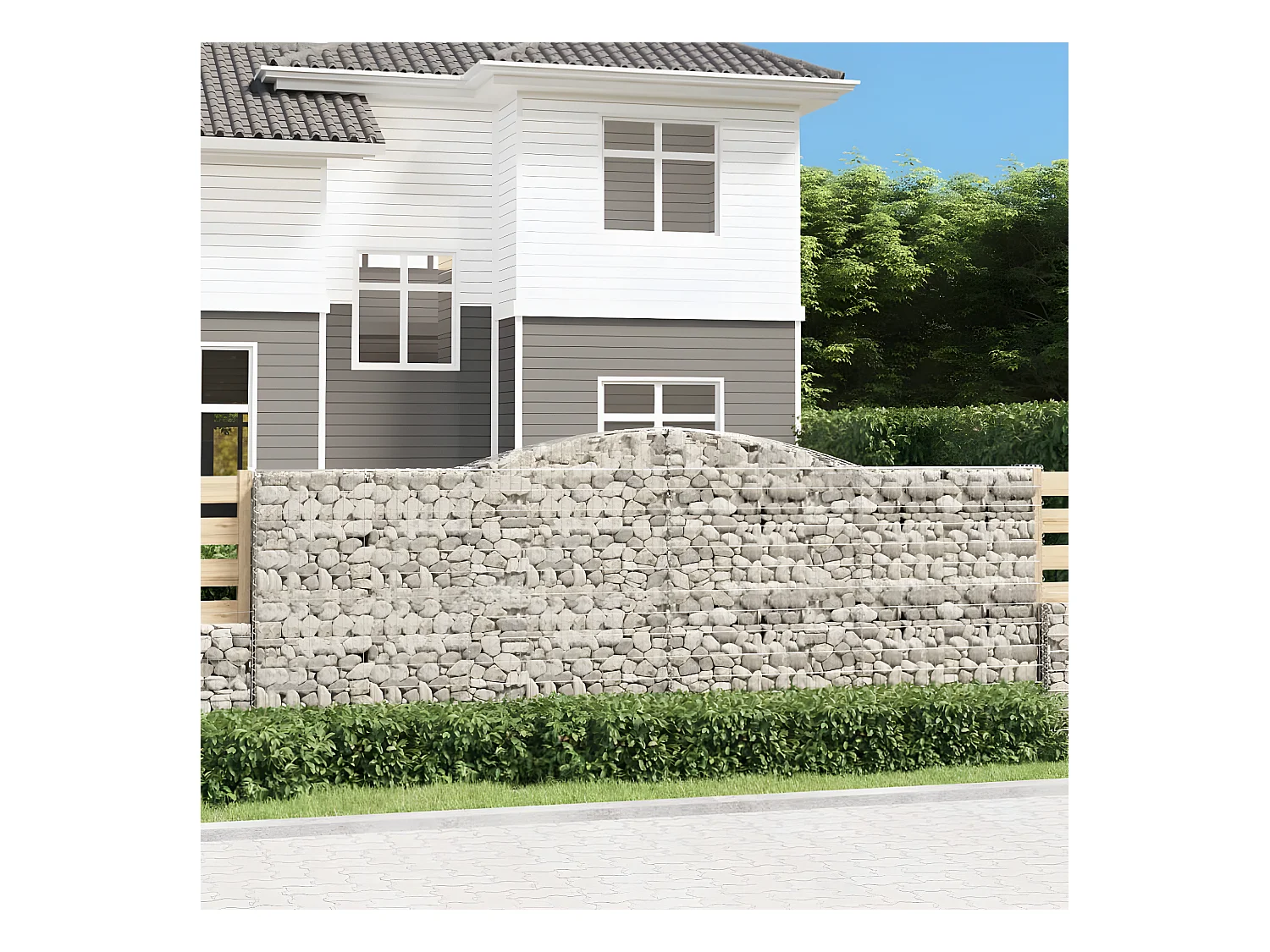 Paniers à gabions arqués 3 pièces 400x50x140/160 cm Fer galvanisé