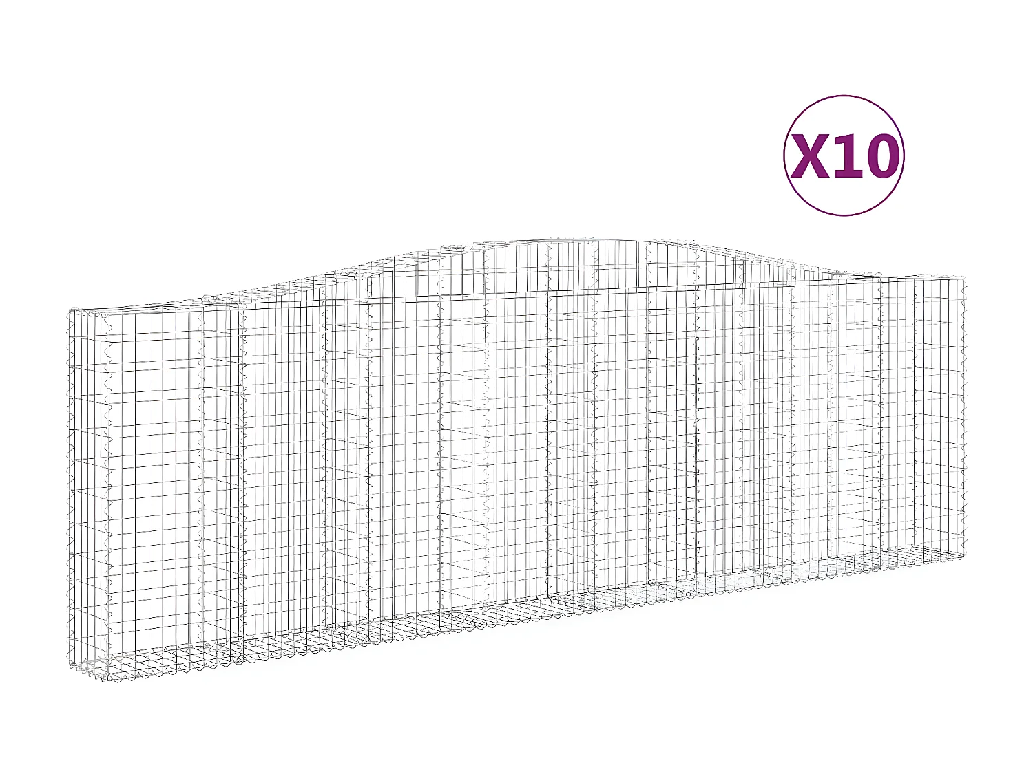 Paniers à gabions arqués 10 pièces 400x30x120/140 cm Fer galvanisé