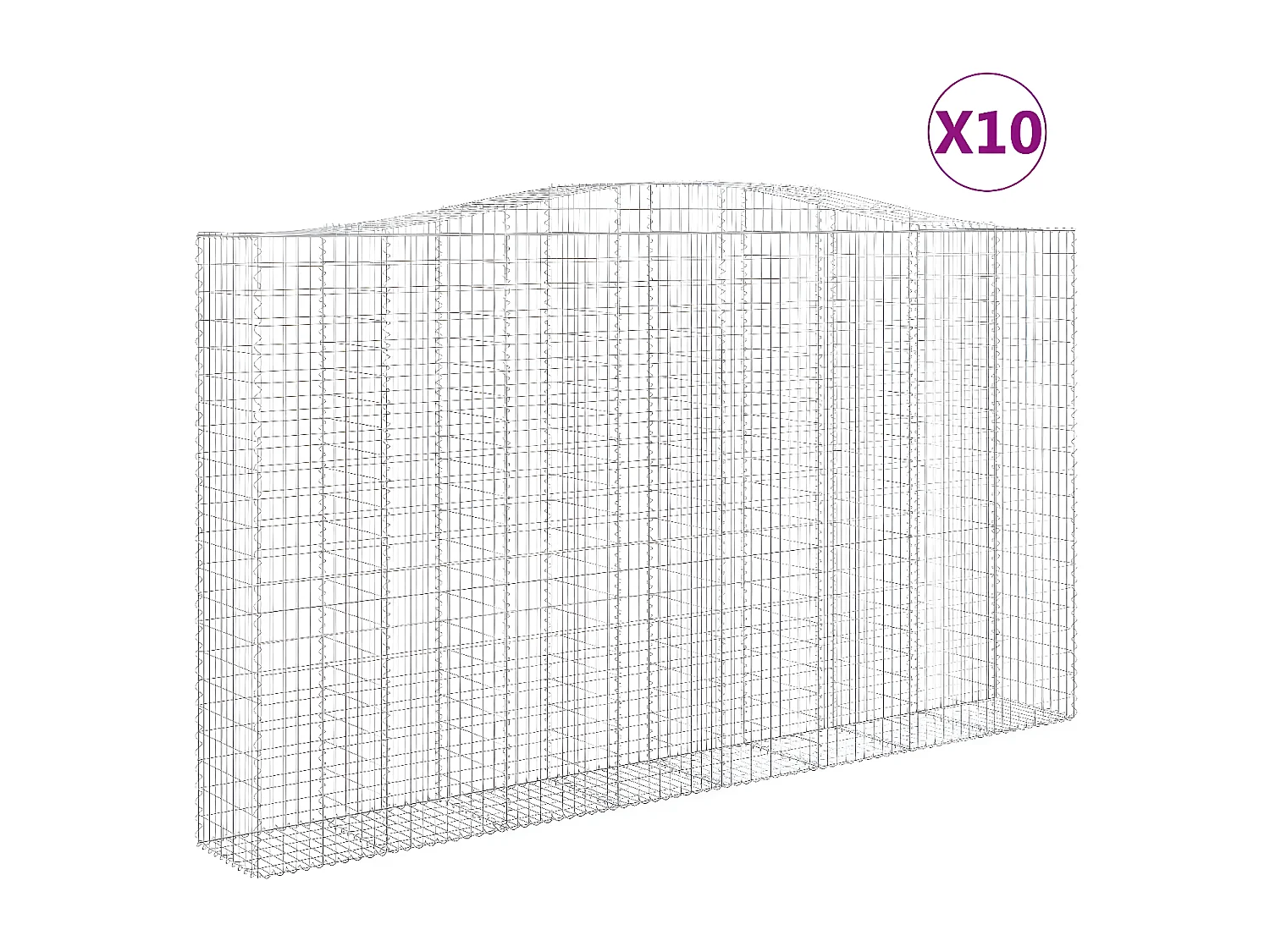 Paniers à gabions arqués 10 pièces 400x50x220/240 cm Fer galvanisé