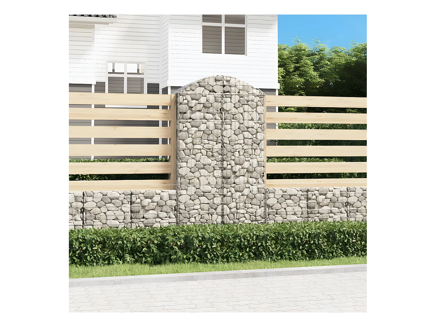 Panier de gabions arqué 100x50x180/200 cm Fer galvanisé