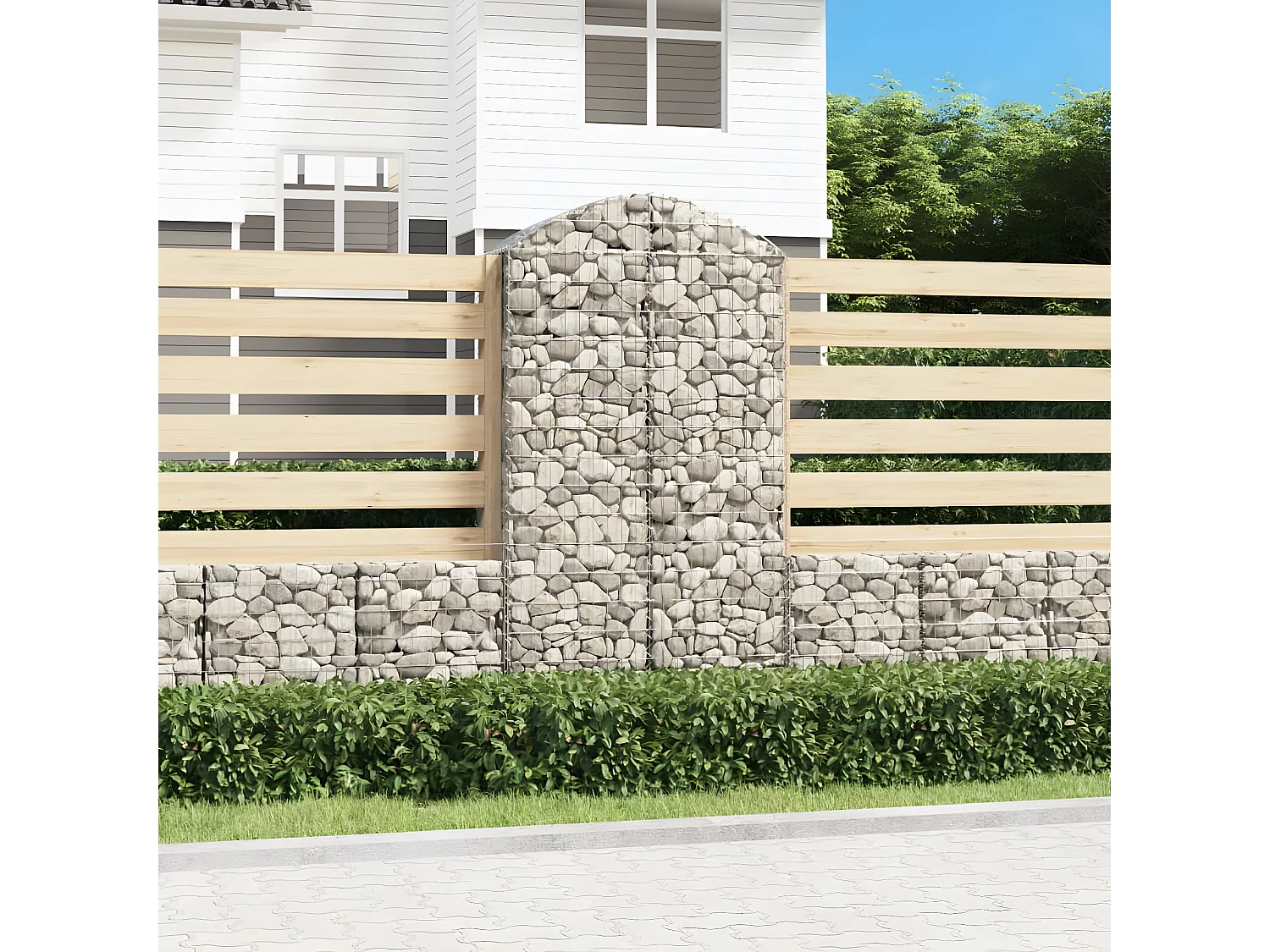 Panier de gabions arqué 100x50x180/200 cm Fer galvanisé