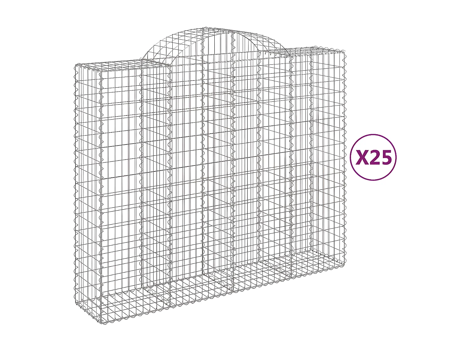 Paniers à gabions arqués 25 pièces 200x50x160/180 cm Fer galvanisé