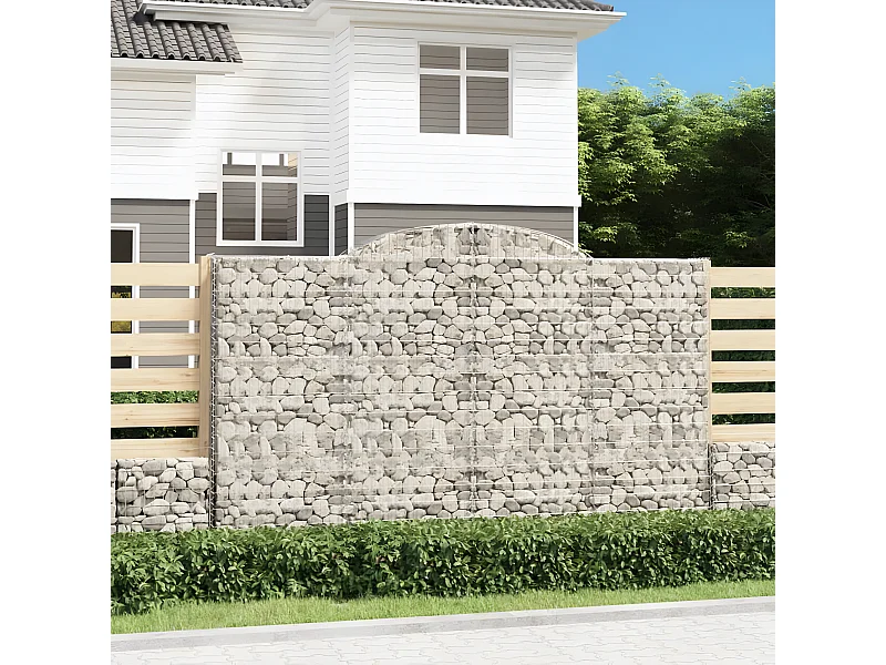 Paniers à gabions arqués 3 pièces 300x30x180/200 cm fer galvanisé