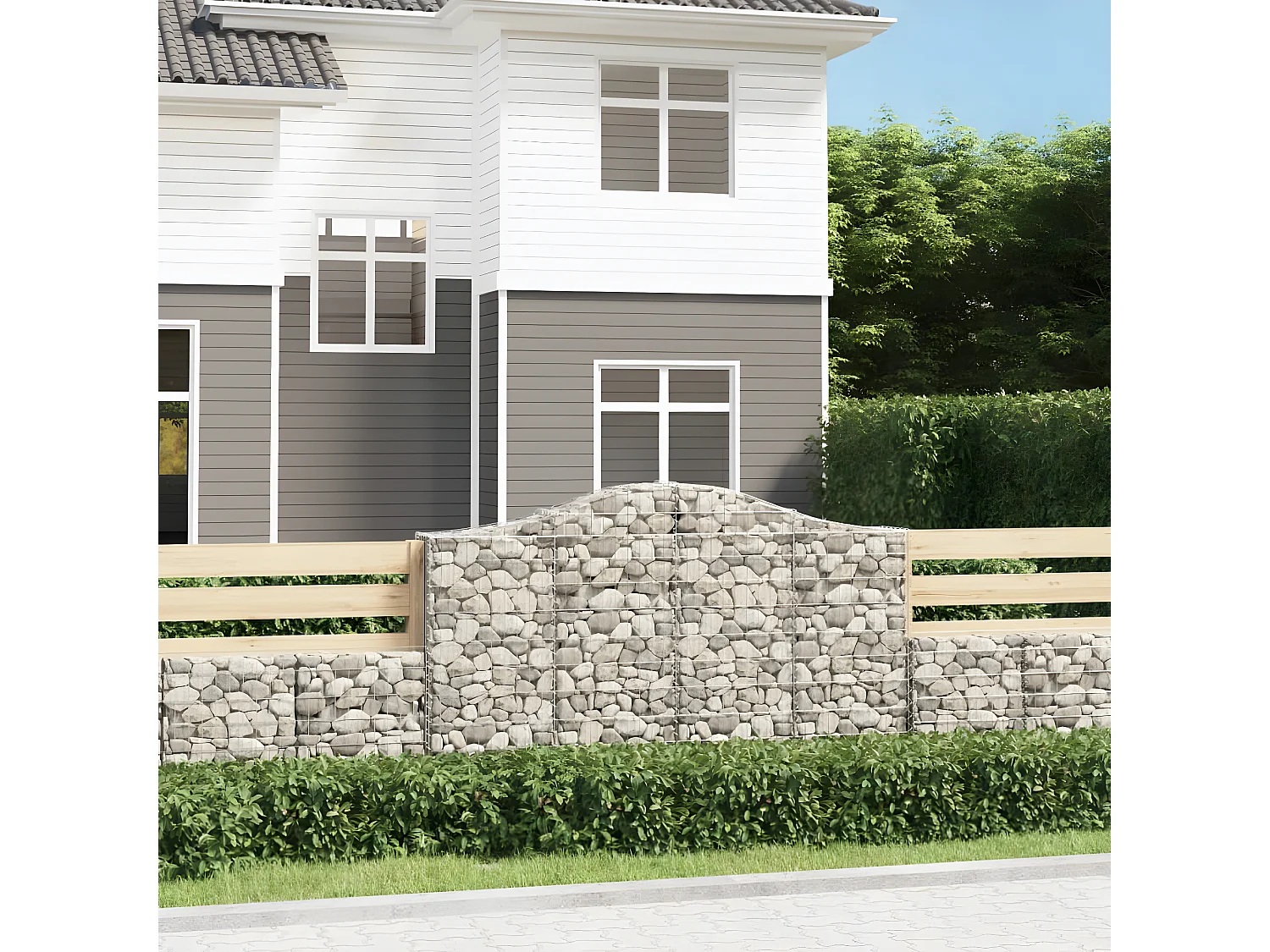 Paniers à gabions arqués 20 pièces 200x30x120/140 cm Fer galvanisé