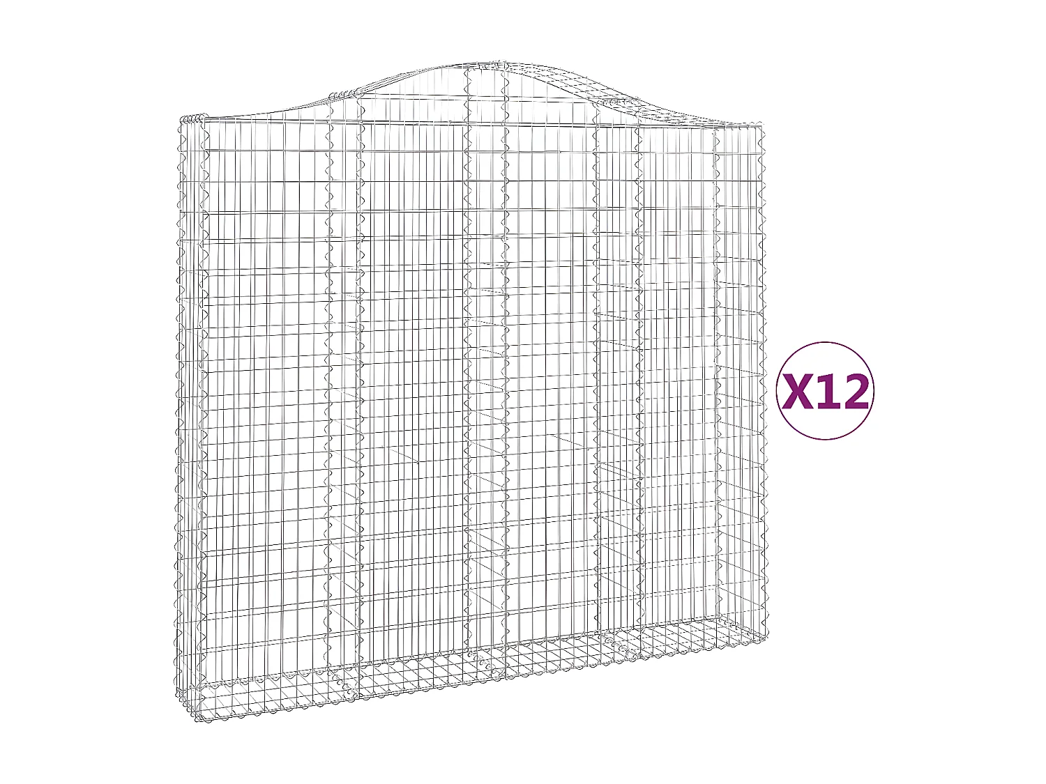 Paniers à gabions arqués 12 pièces 200x30x180/200 cm Fer galvanisé