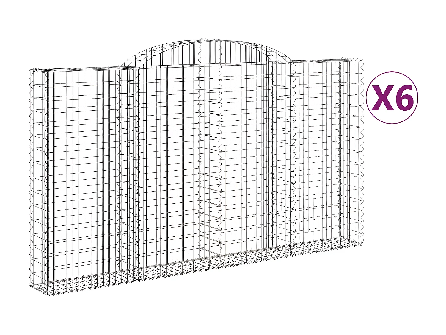 Paniers à gabions arqués 6 pièces 300x30x160/180 cm fer galvanisé