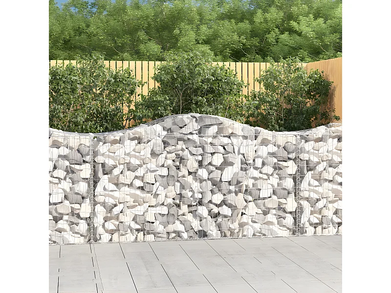 Paniers à gabions arqués 40 pièces 200x50x100/120 cm fer galvanisé