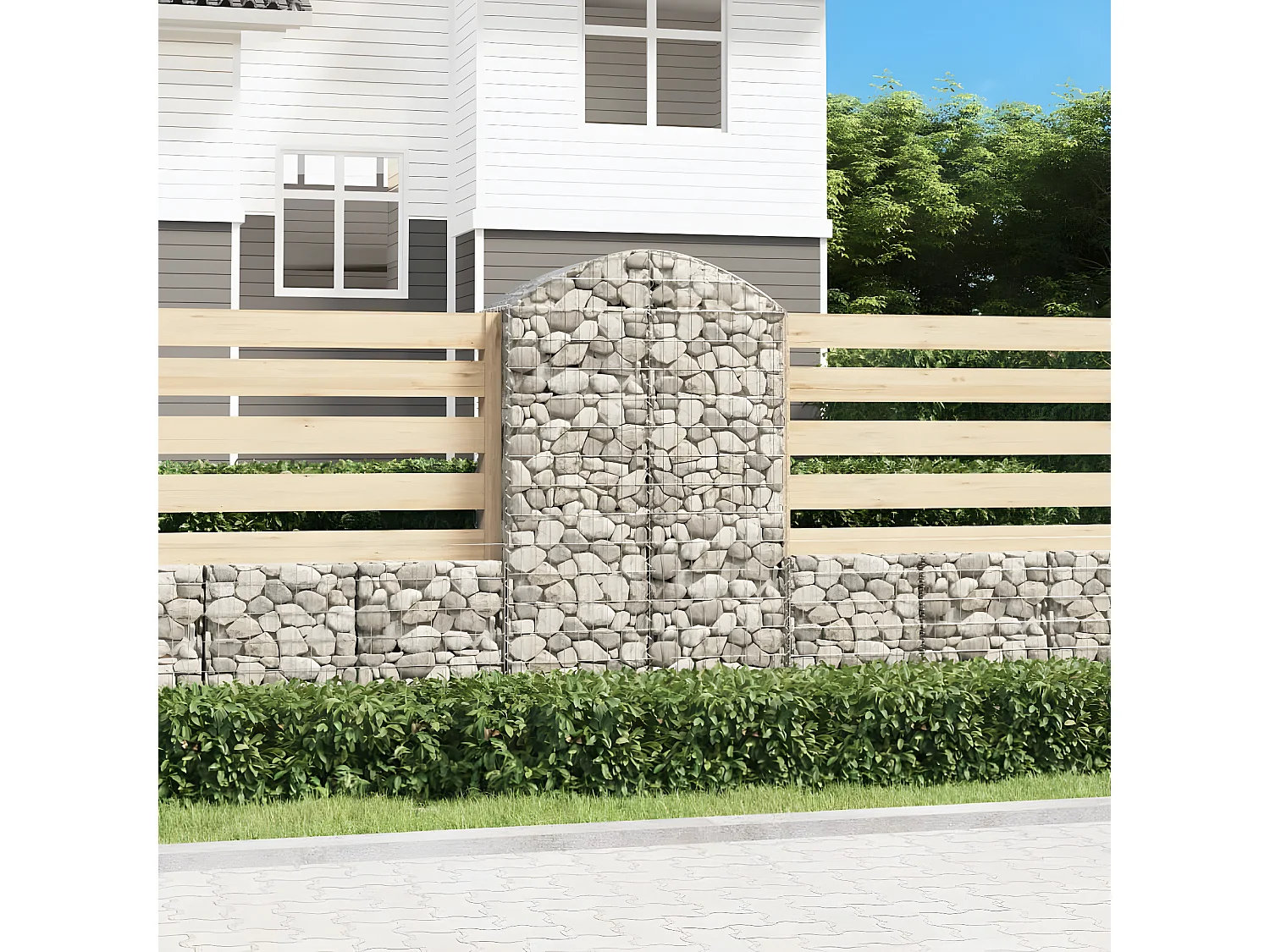 Panier de gabions arqué 100x50x160/180 cm Fer galvanisé