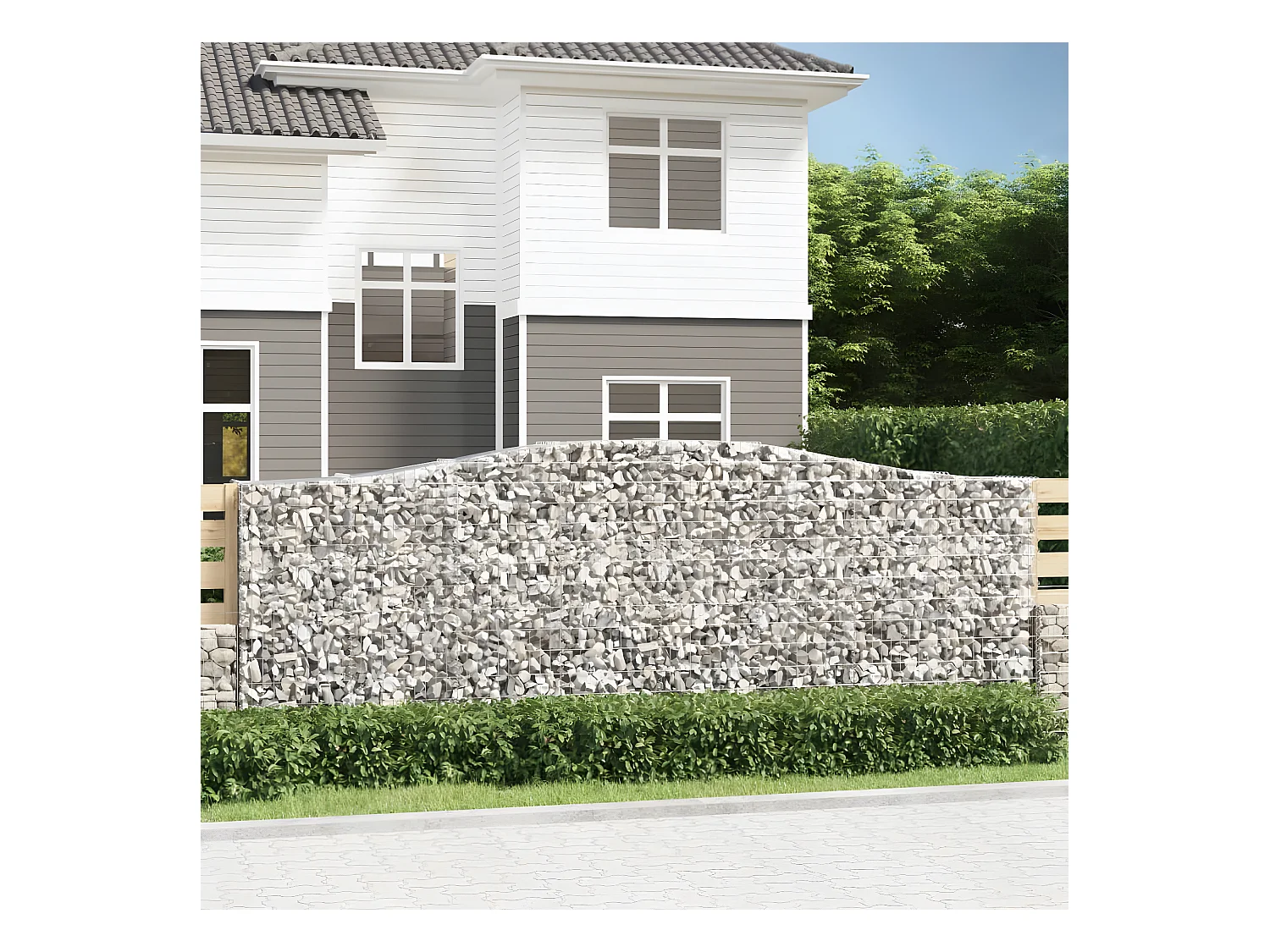 Paniers à gabions arqués 5 pièces 400x50x140/160 cm Fer galvanisé