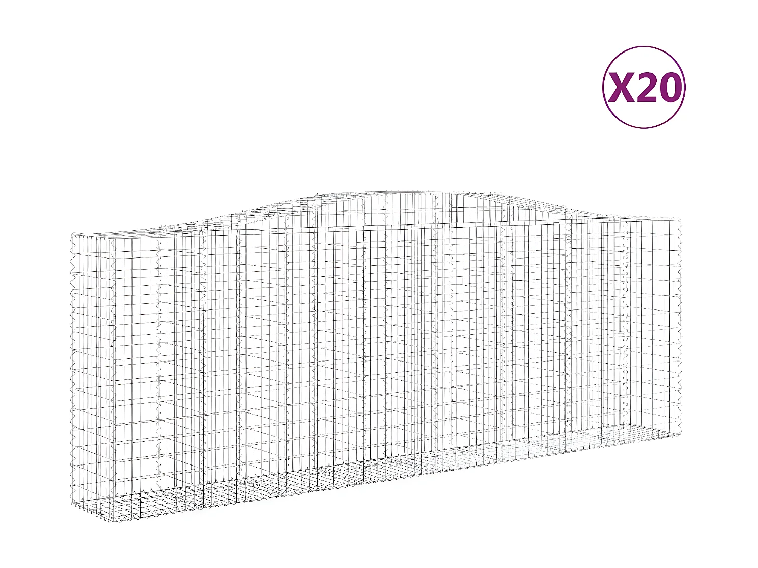 Cestas de gaviones 20 unidades forma de arco hierro 400x50x140/160cm