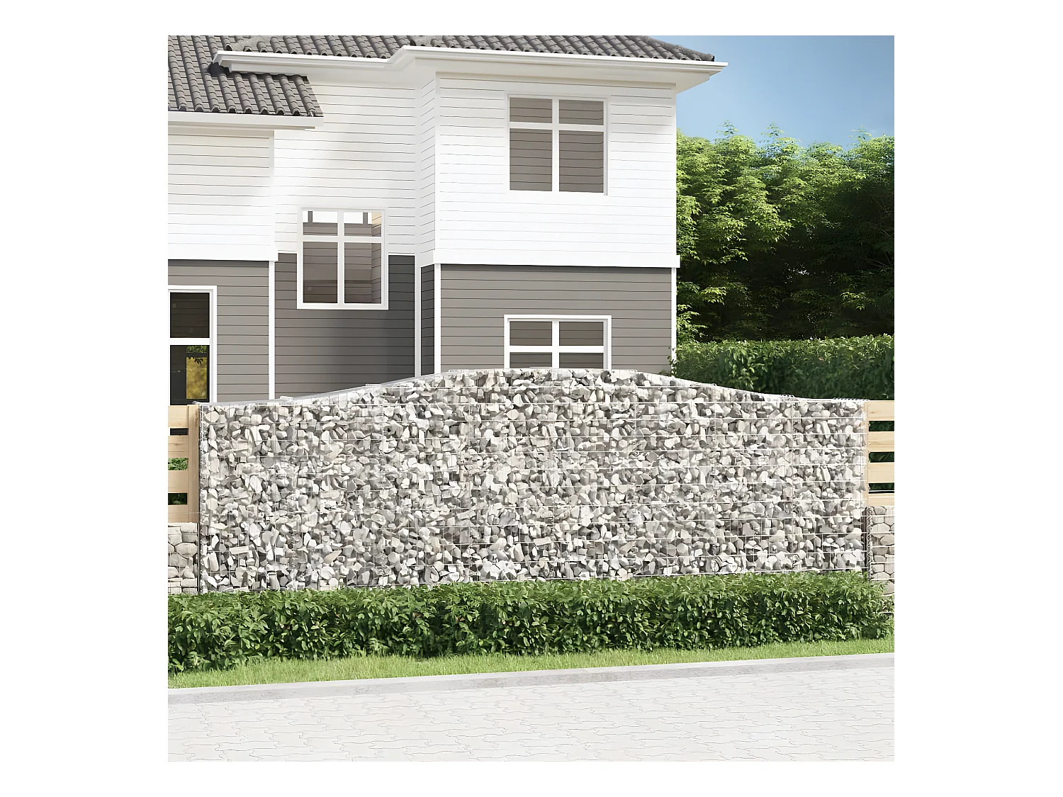 Paniers à gabions arqués 20 pièces 400x50x140/160 cm Fer galvanisé