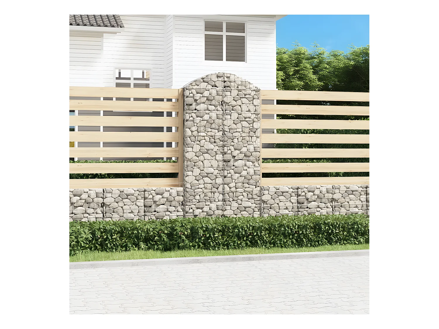 Panier de gabions arqué 100x30x200/220 cm Fer galvanisé
