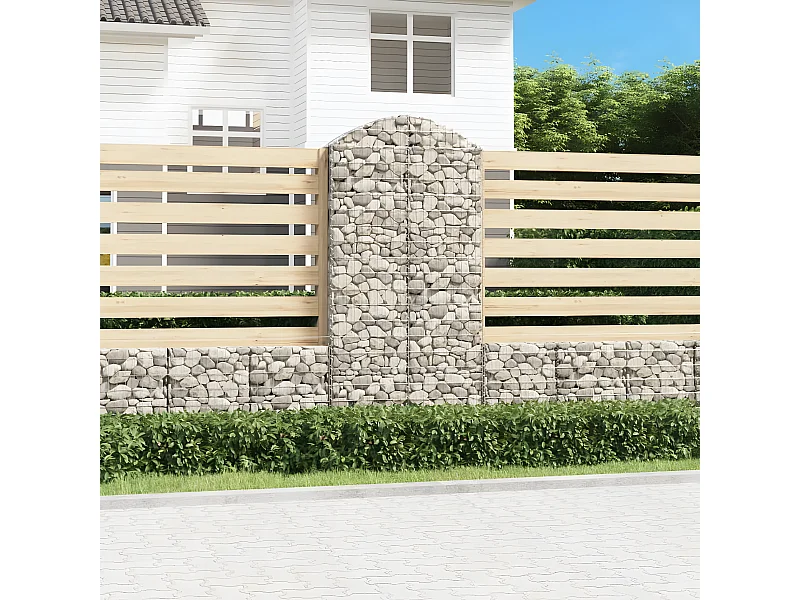 Panier de gabions arqué 100x30x200/220 cm Fer galvanisé