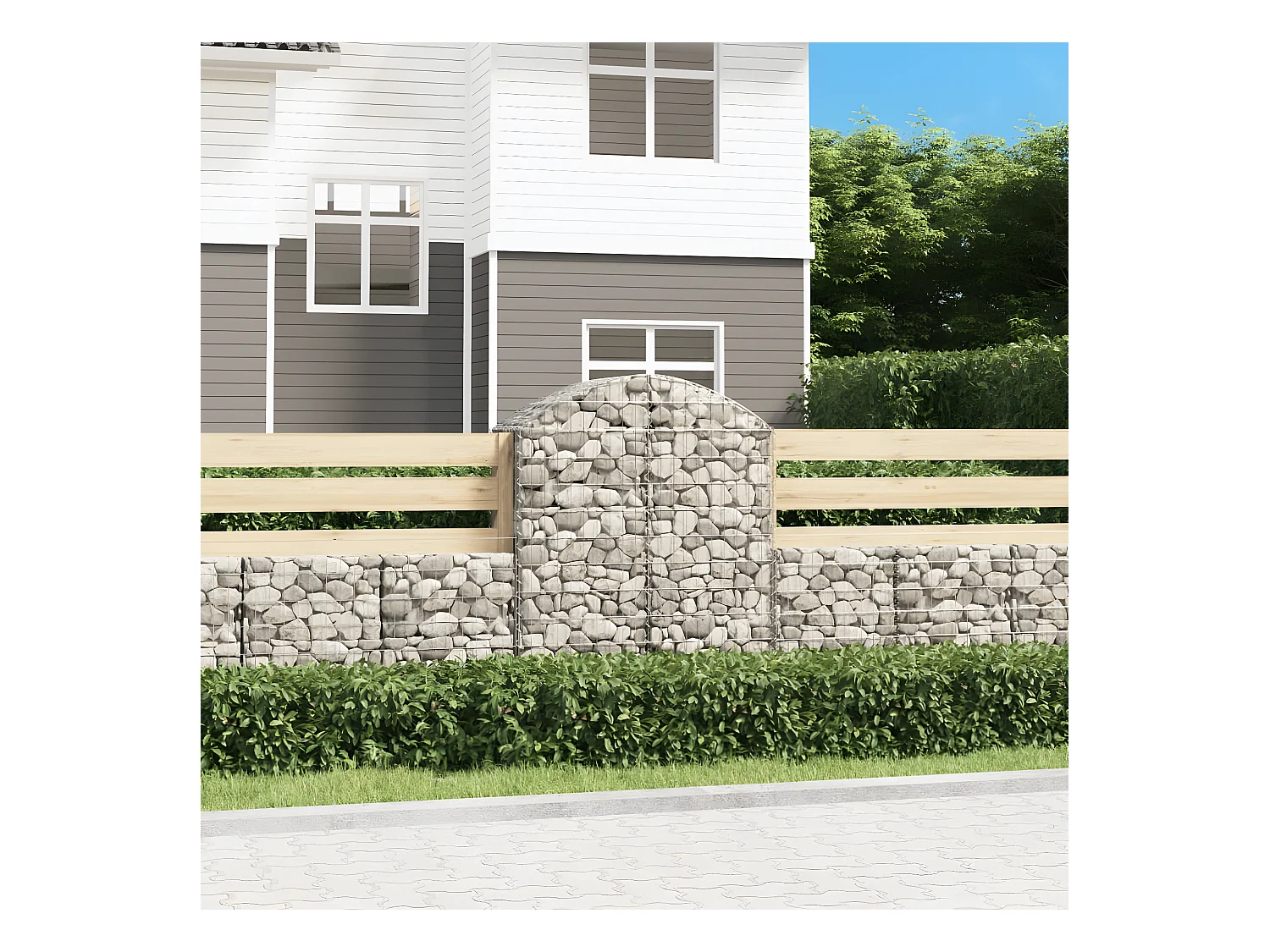 Panier de gabions arqué 100x50x120/140 cm Fer galvanisé