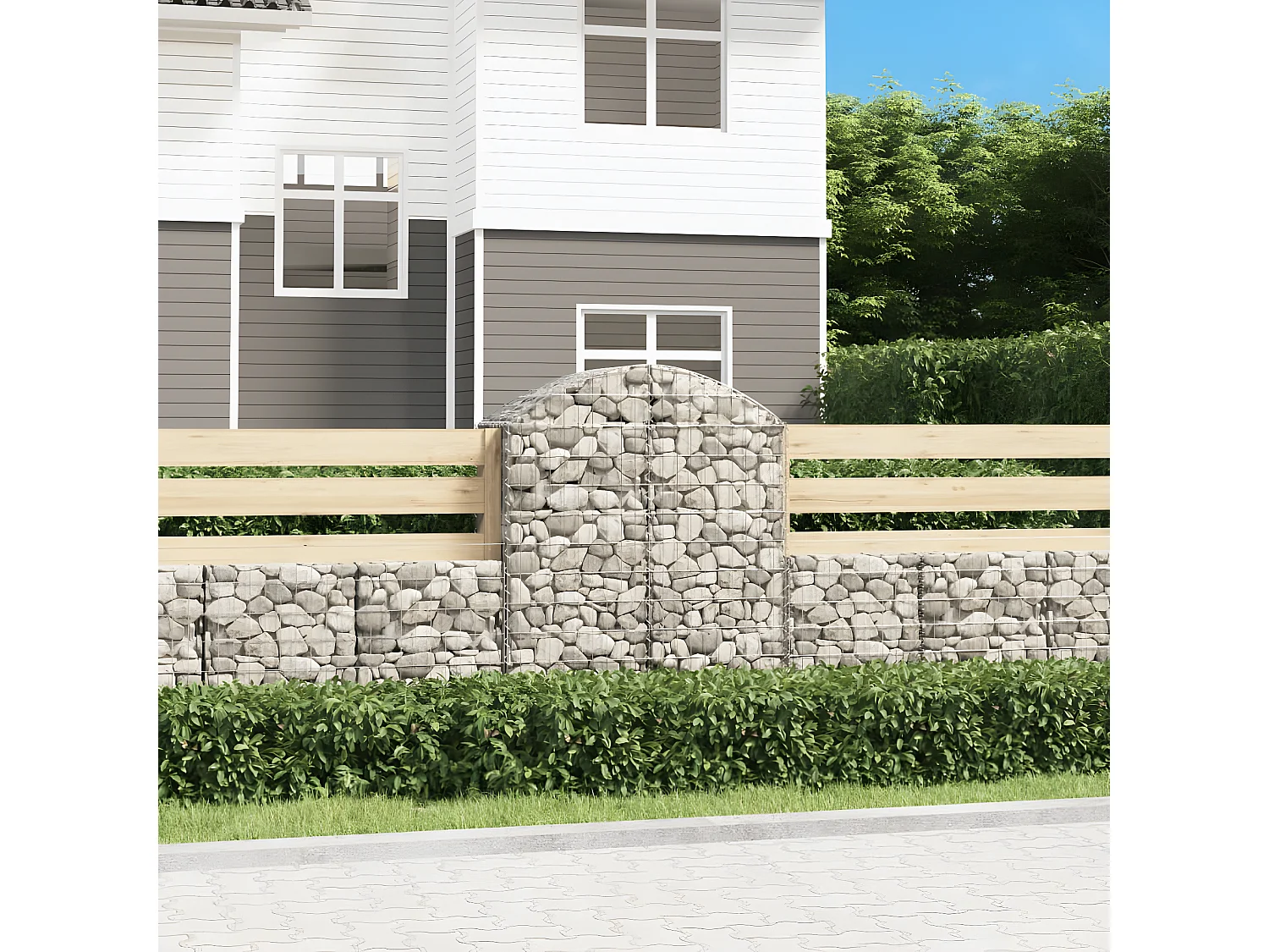 Panier de gabions arqué 100x50x120/140 cm Fer galvanisé