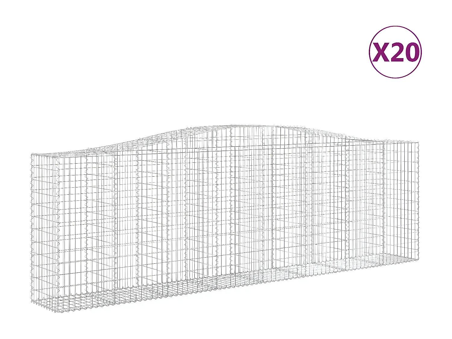 Cestos gabião arqueados 20 peças 400x50x120/140 ferro galvanizado