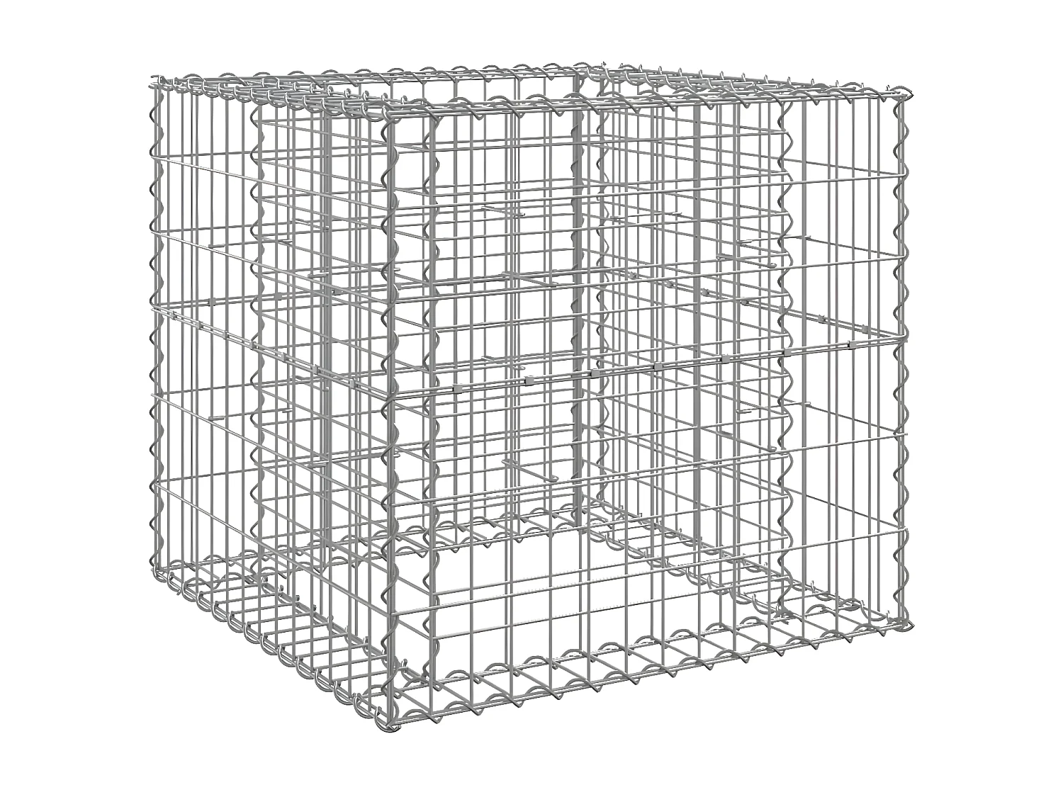 Cesta de gaviones hierro galvanizado color plateado 70x70x65 cm