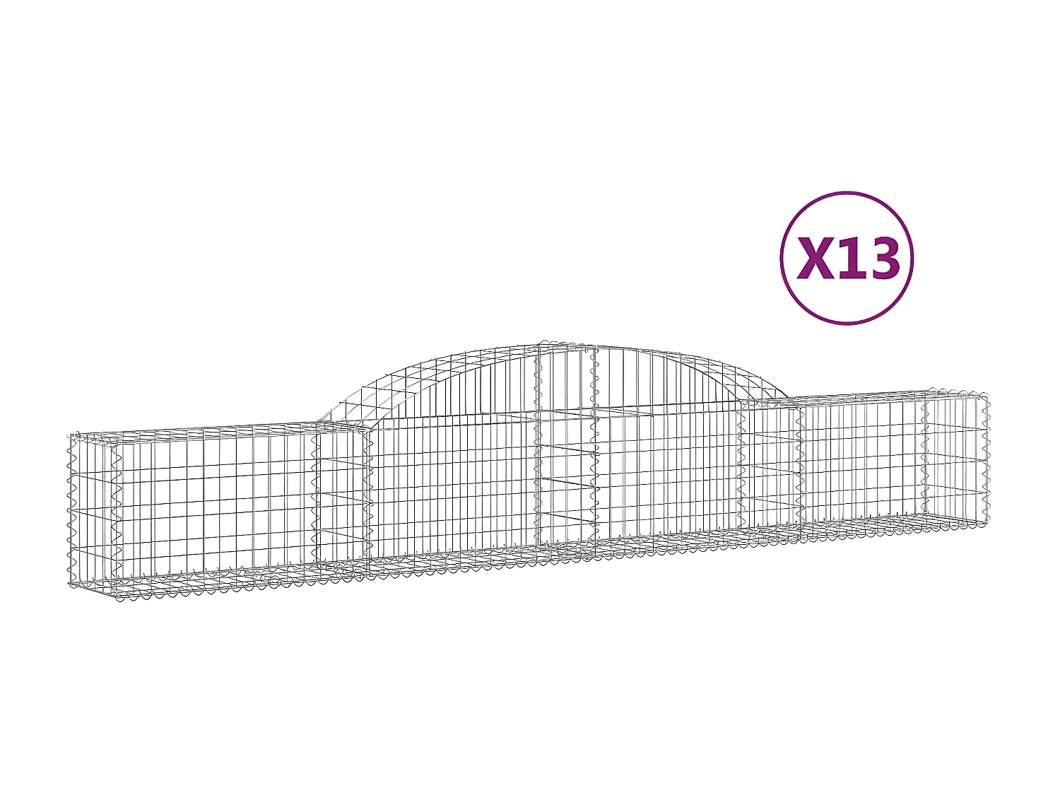 Paniers à gabions arqués 13 pièces 300x30x40/60 cm fer galvanisé