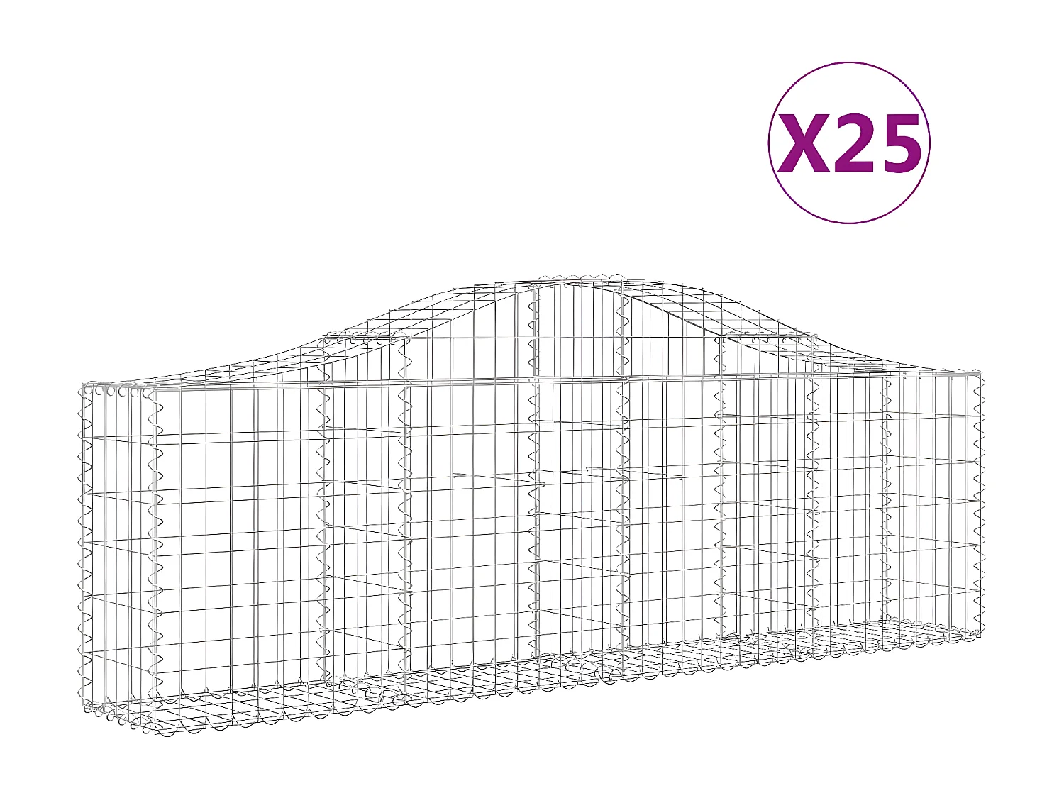 Paniers à gabions arqués 25 pièces 200x30x60/80 cm Fer galvanisé