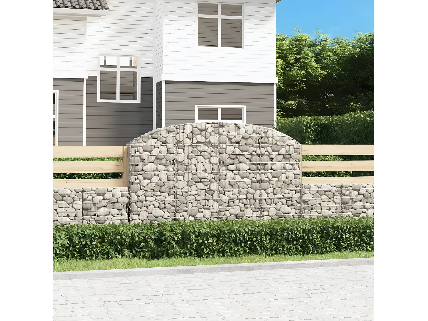 Panier de gabions arqué 200x30x120/140 cm Fer galvanisé