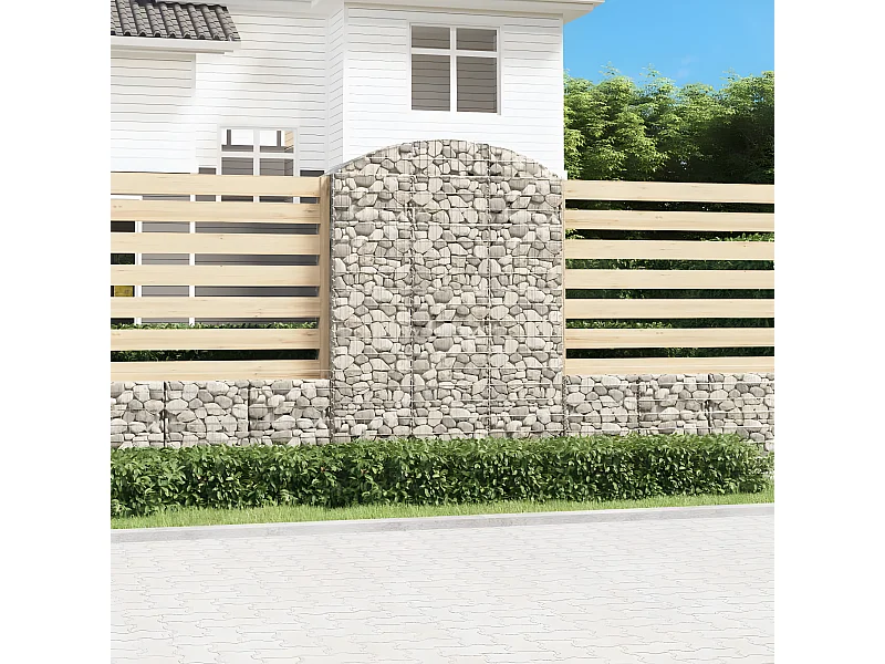 Panier de gabions arqué 150x50x200/220 cm Fer galvanisé
