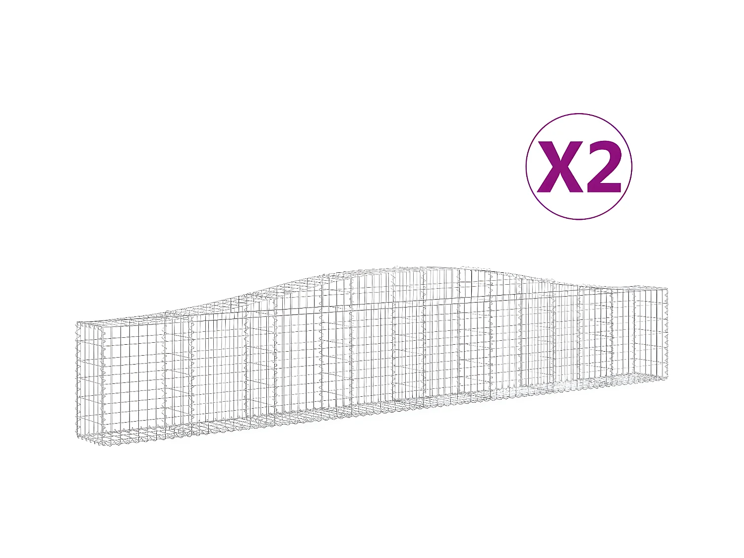 Cestas de gaviones 2 unidades forma de arco hierro 400x30x60/80 cm