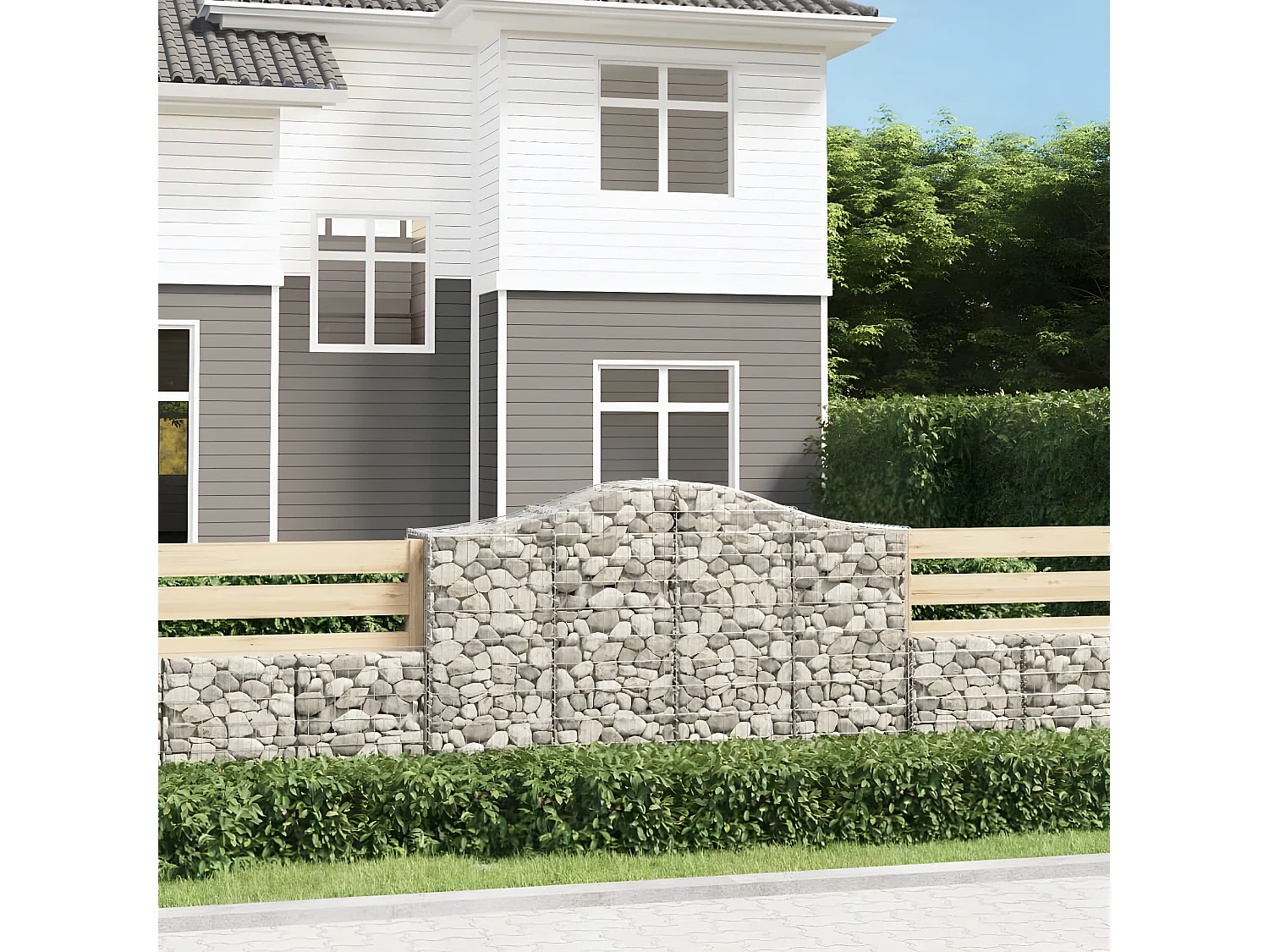 Paniers à gabions arqués 50 pièces 200x50x120/140 cm Fer galvanisé